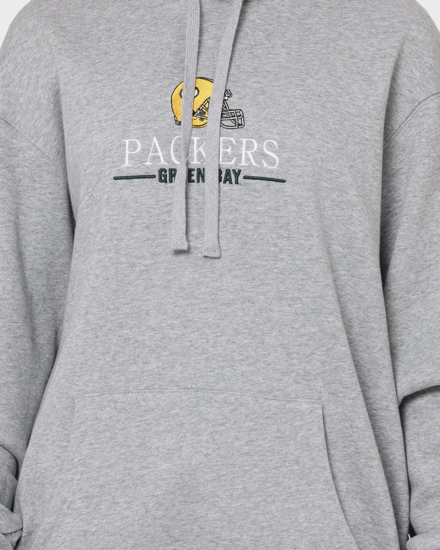 Allure Mitchell & Ness Green Bay Packers Helmet Stack Hoodie Grey Marle