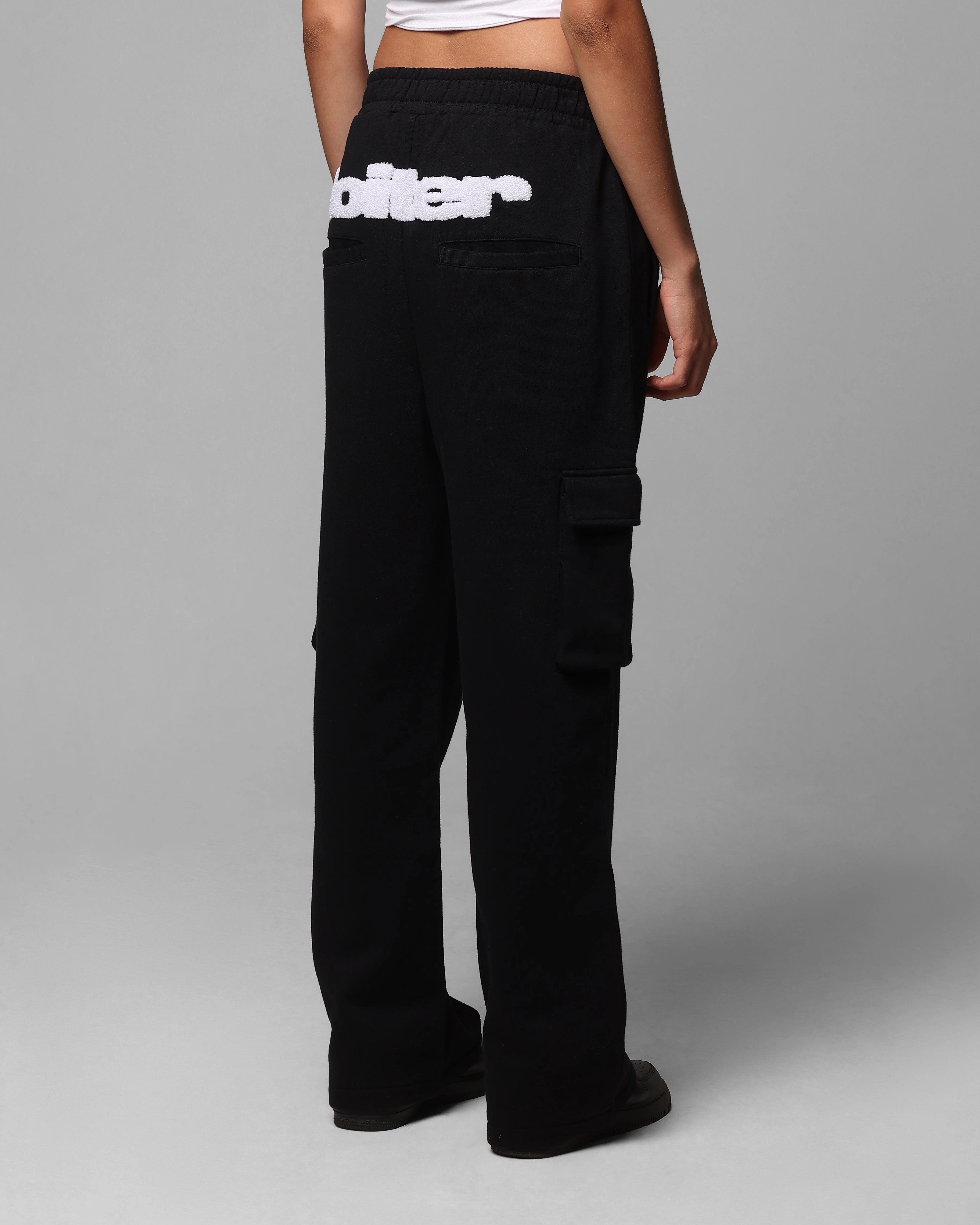 Loiter Premium Essentials Sweatpants Black/White Adjustable loop