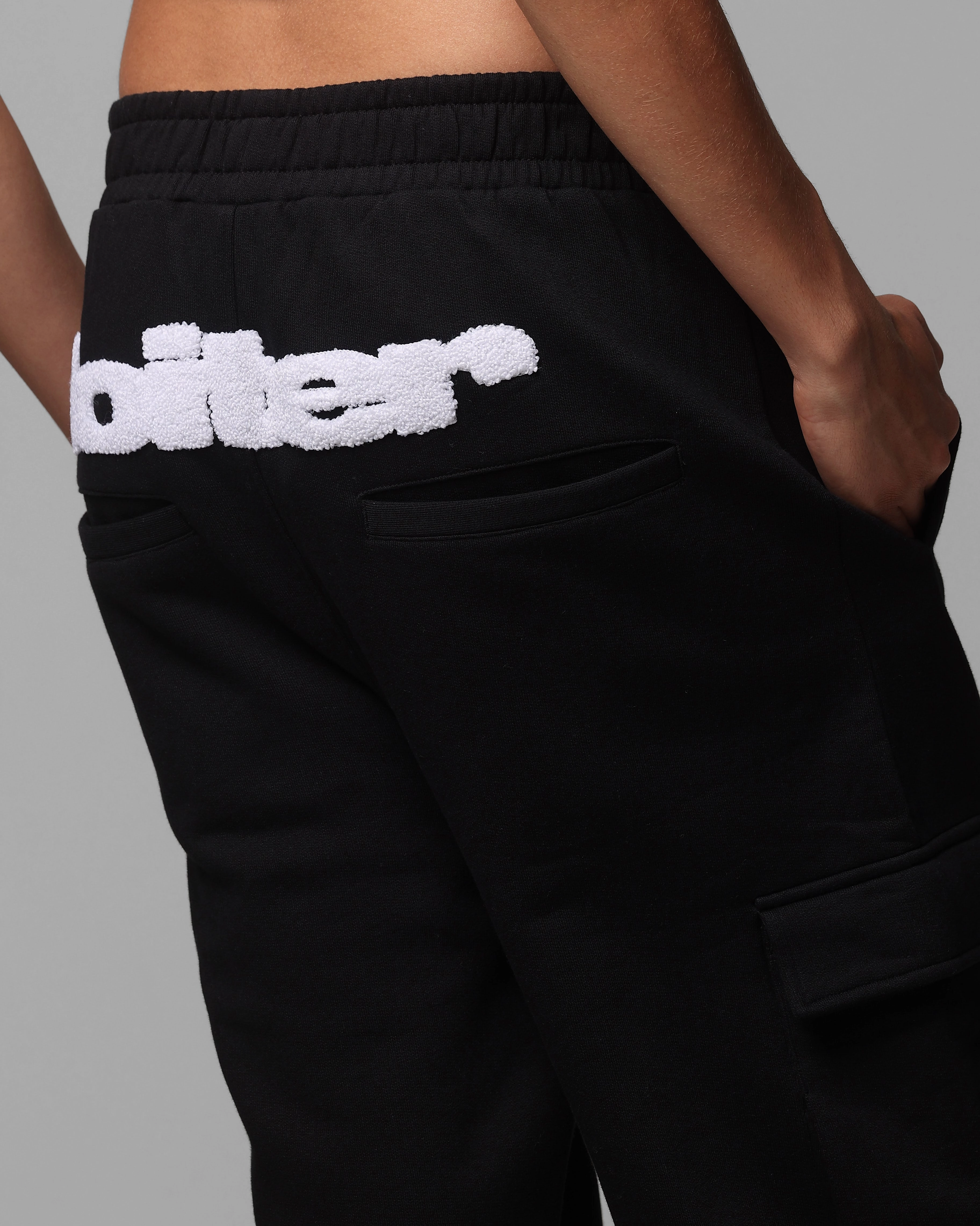 Chic Comfort Rubberized Hem Loiter Premium Essentials Sweatpants Black/White