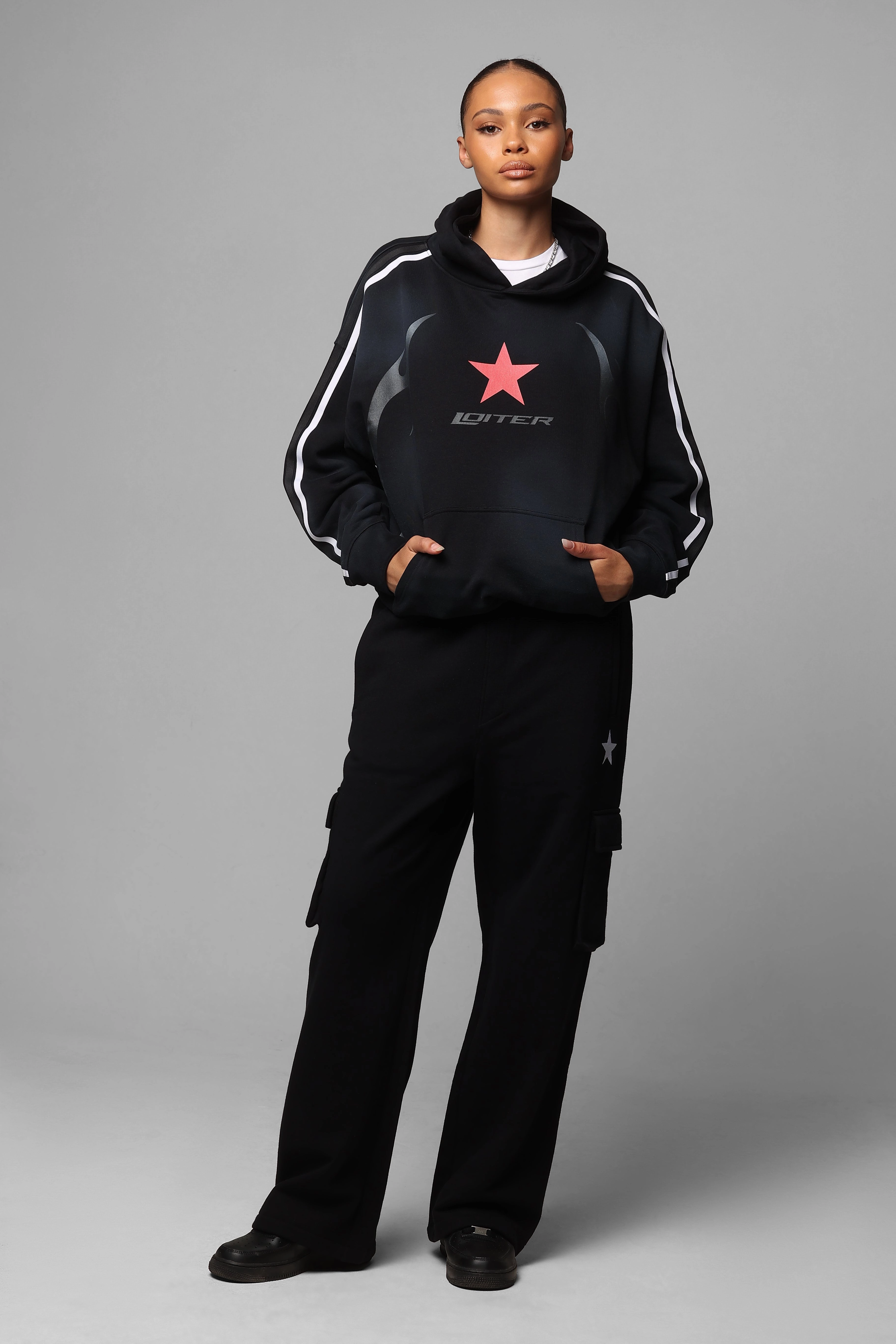 Loiter Premium Essentials Sweatpants Black/White Freedom Fit