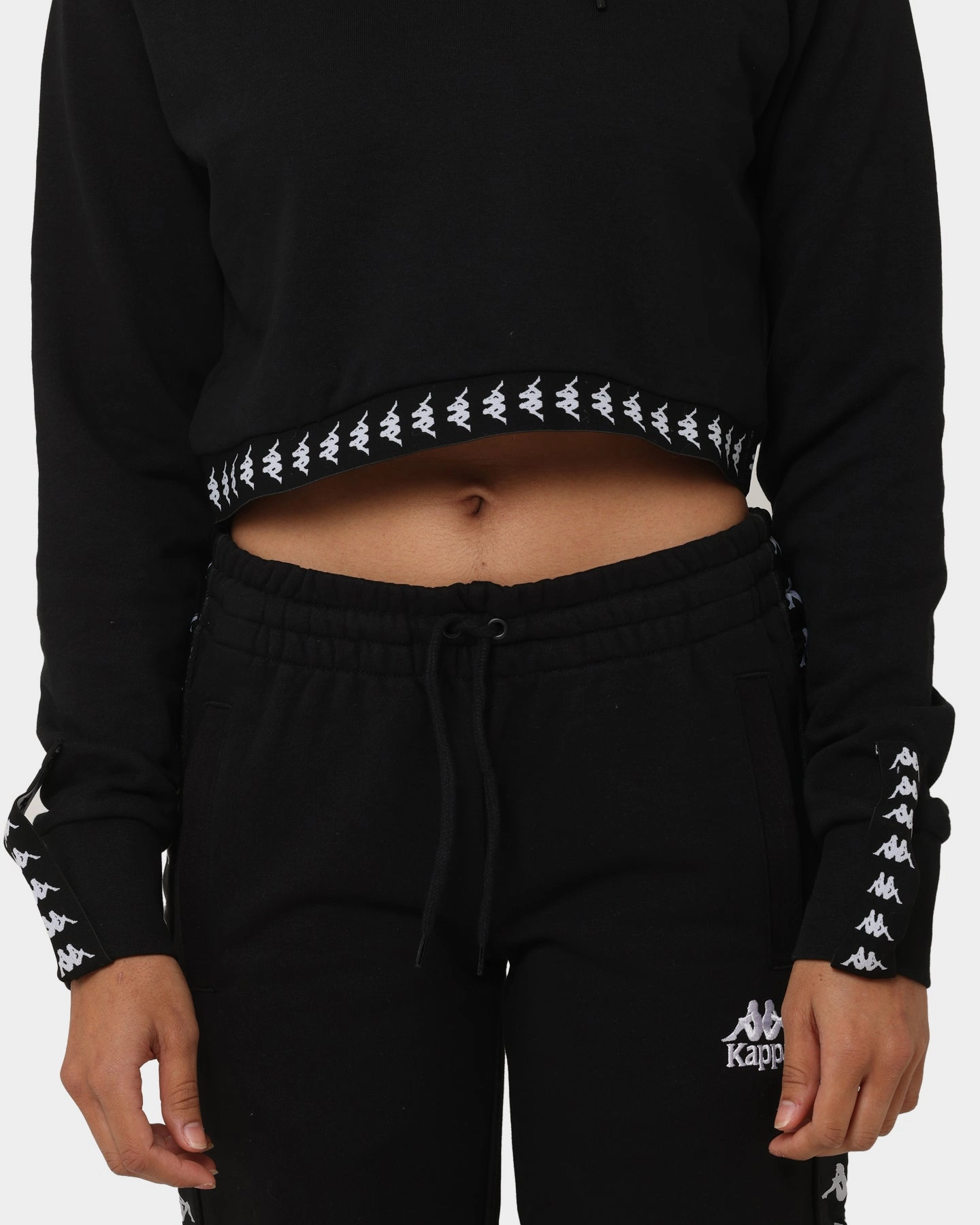 Kappa Women's 222 Banda Vanity Jacket Black/White Lockdown Hood Toggle