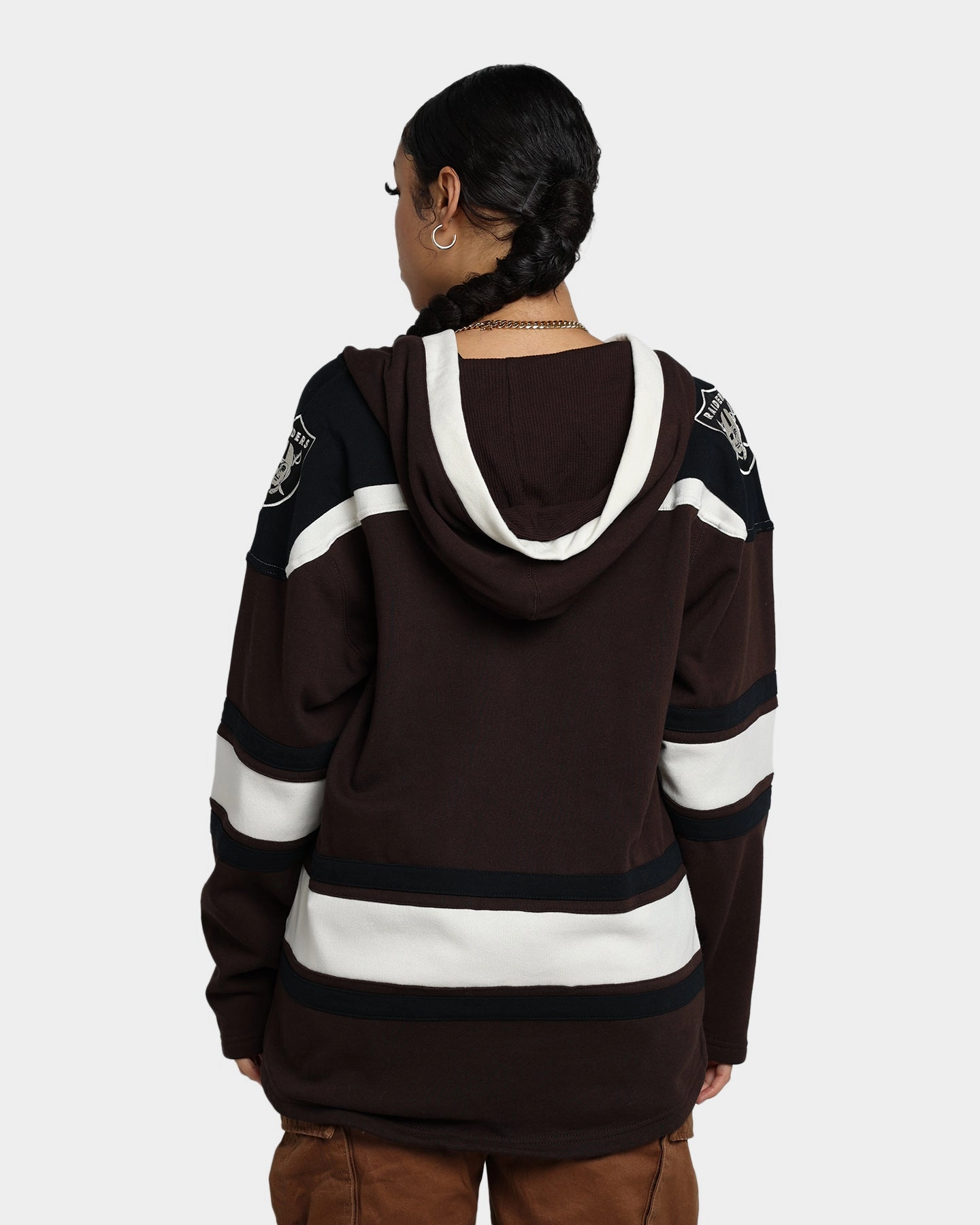 47 Brand Las Vegas Raiders Superior Lacer Hoodie Brown Adaptive Temperature Control Fade Resistant Dye