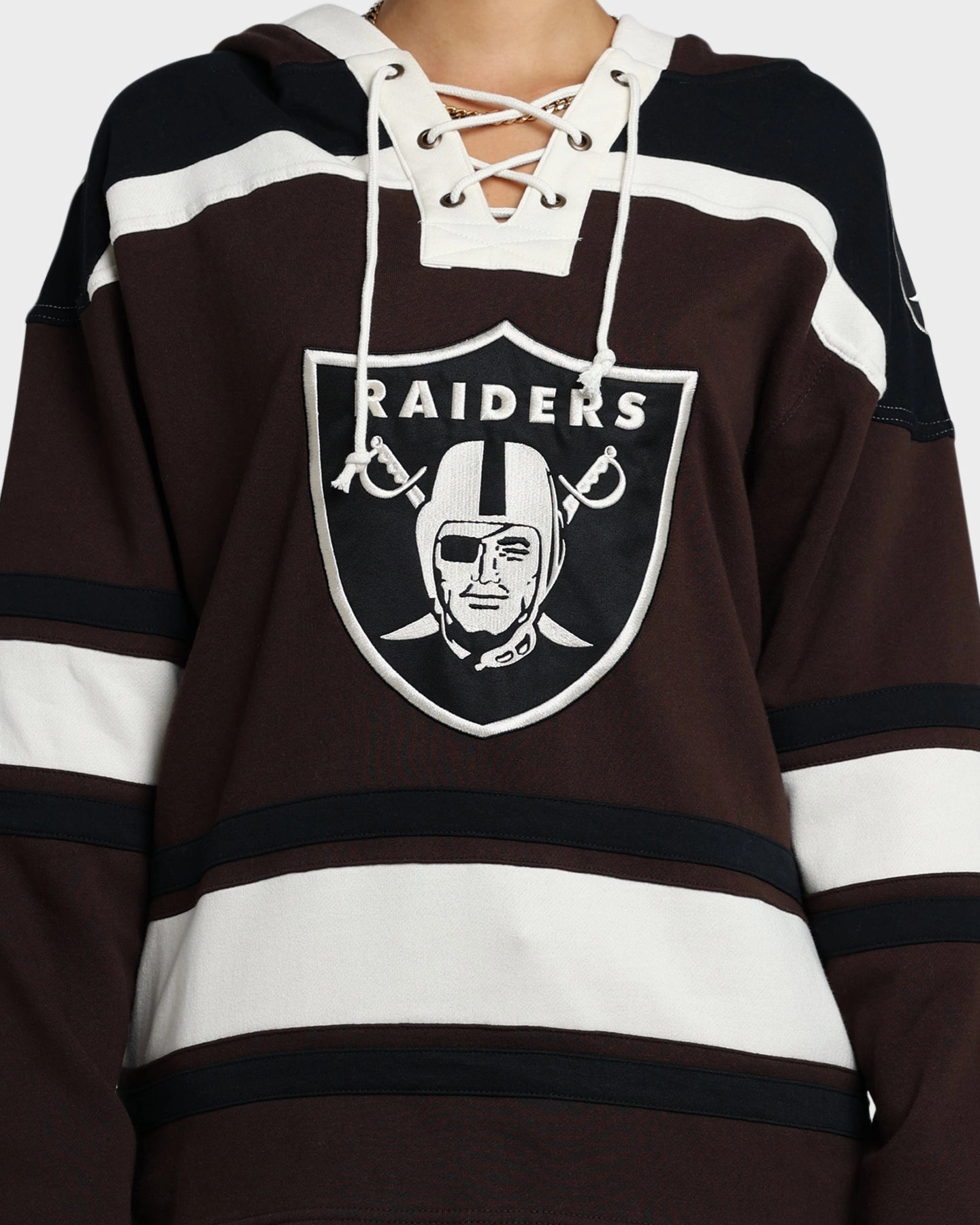 Blush 47 Brand Las Vegas Raiders Superior Lacer Hoodie Brown