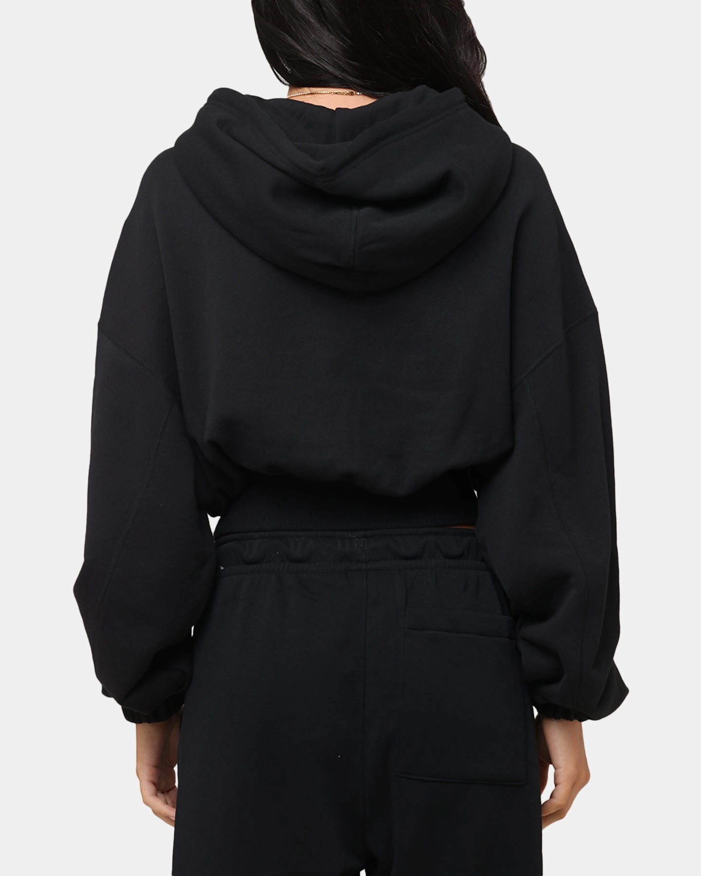 Nike Women's Sportswear Oversized Cropped Fleece Pullover Hoodie Black/Sail Compressed Packaging Category