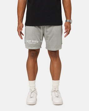 Saint Morta Members Club Mesh Shorts Light Grey Reflective Trim Detail