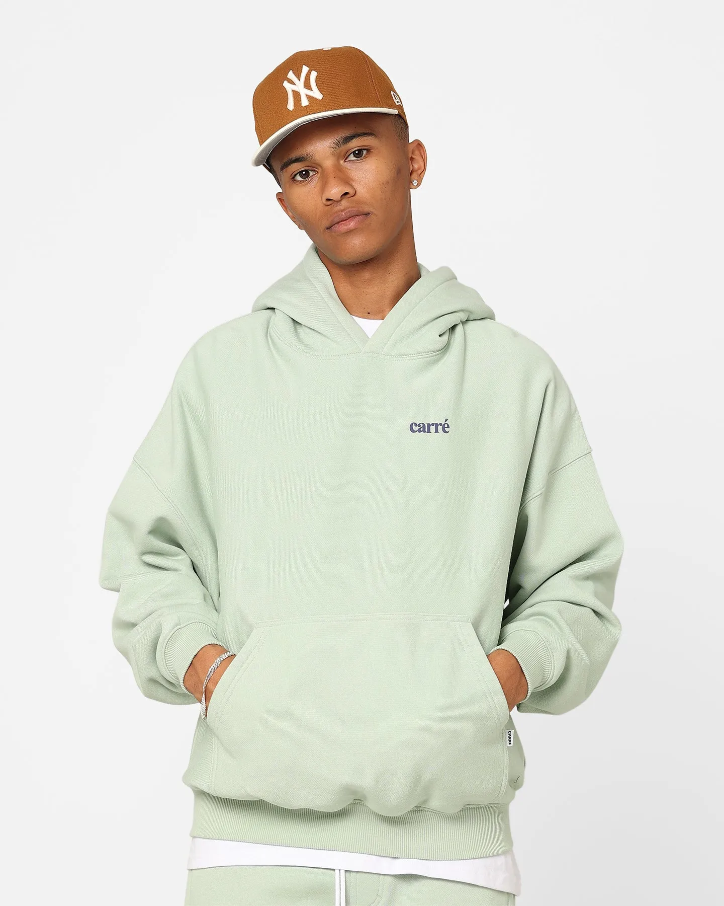 Fashion Shield Compact Storage Design Carre Petal Oversized Hoodie Pistachio