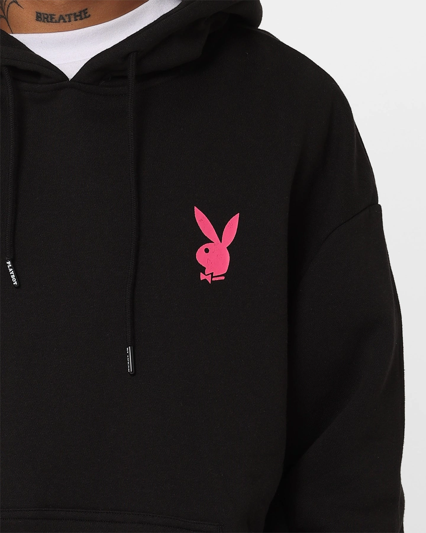 Fade Resistant Dye Game Day Playboy Wavy Stack Hoodie Black
