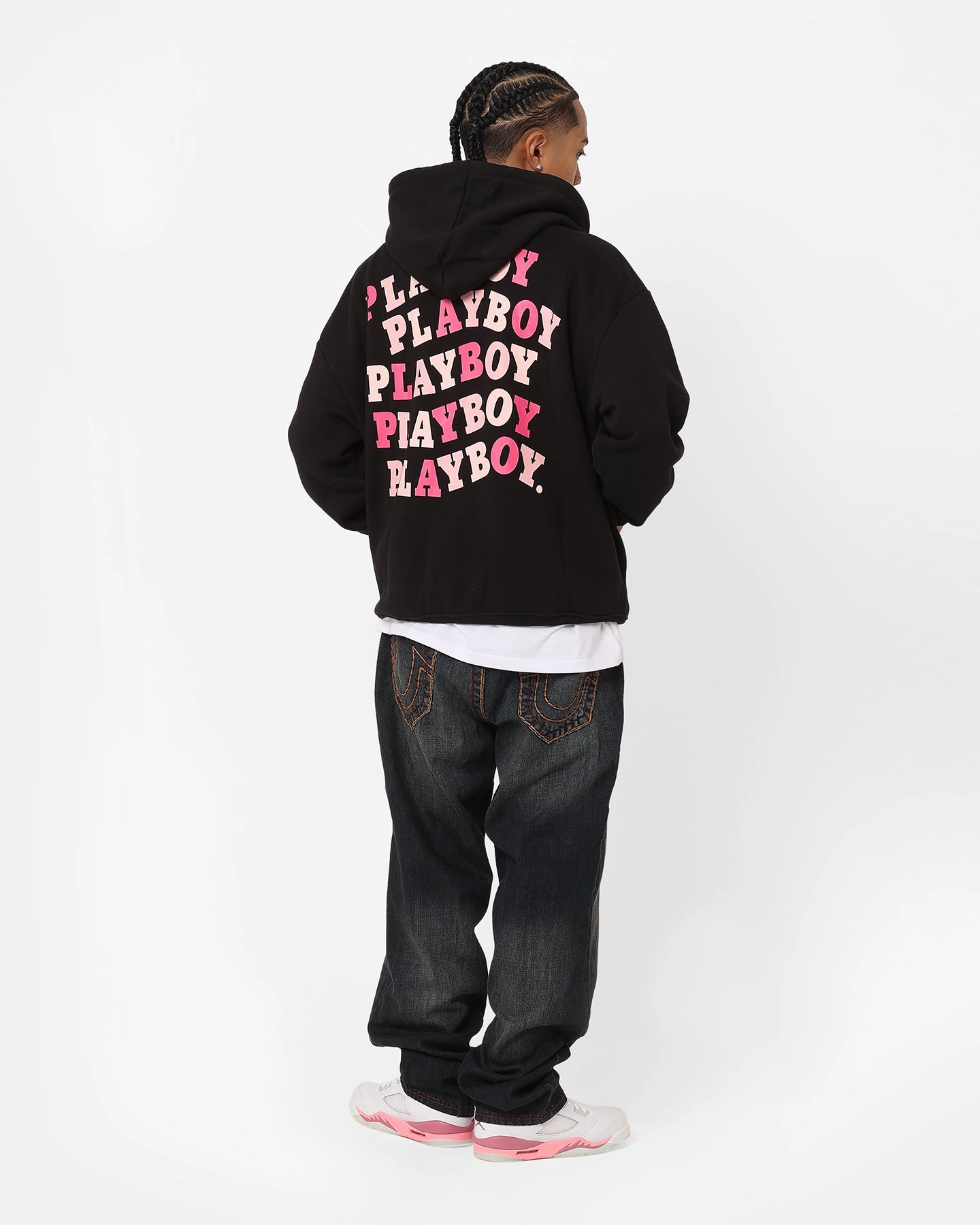 Playboy Wavy Stack Hoodie Black Noise Reducing Zippers