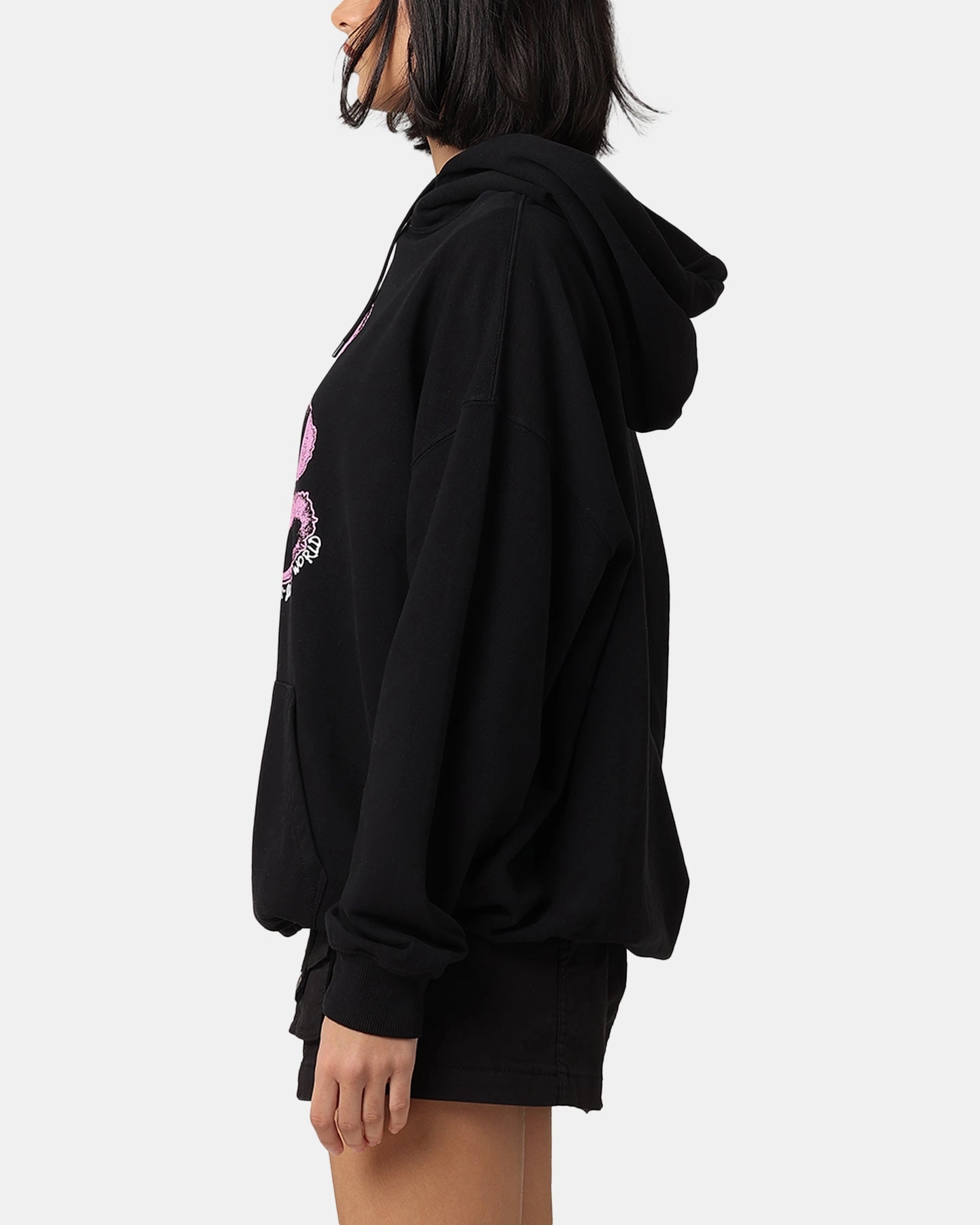 X-Girl Women's Teddy Oversized Hoodie Black chefs QuiltedPattern