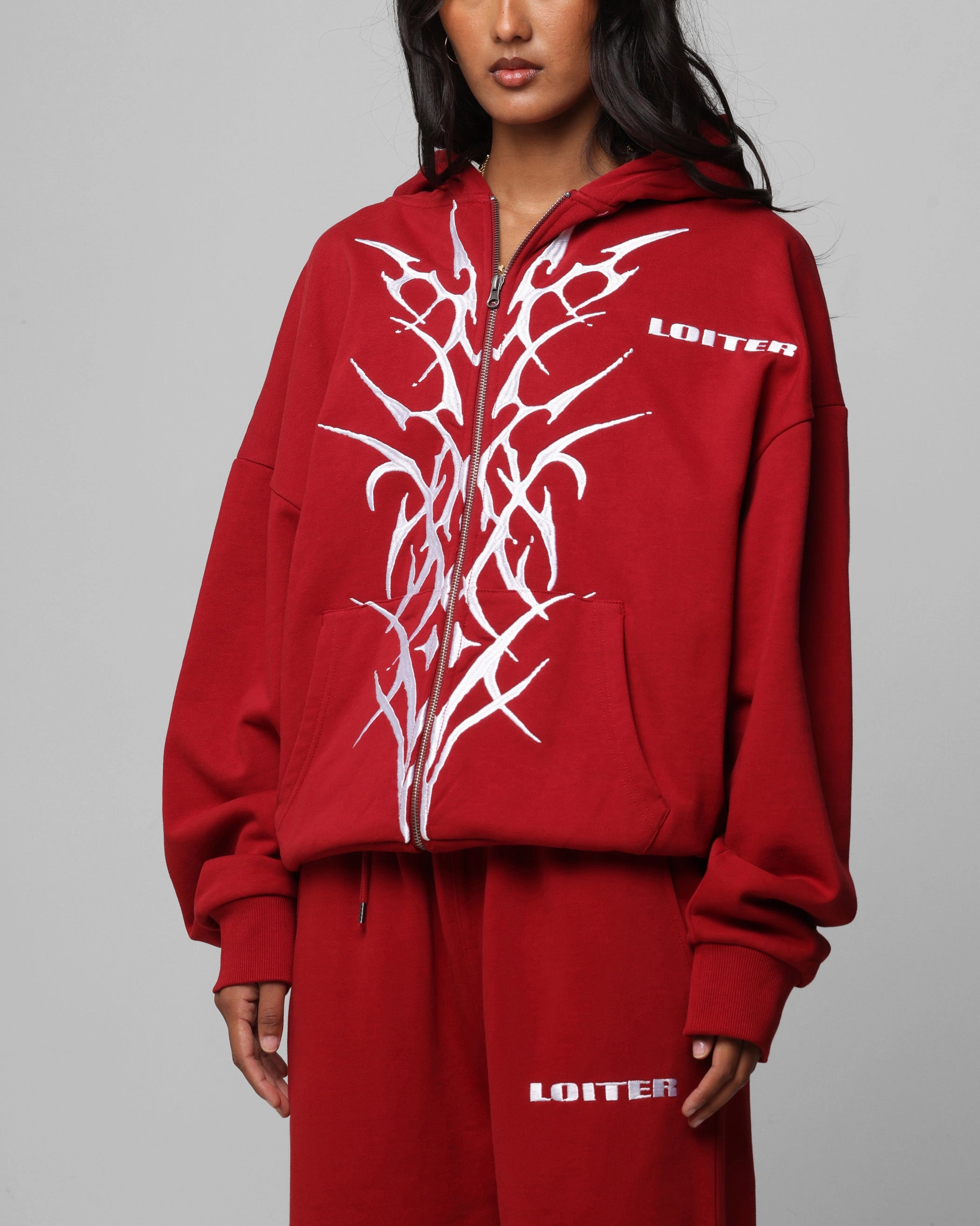 Loiter Blood Born Zip Hoodie Burgandy Hydrostatic Rating Tested Vegan