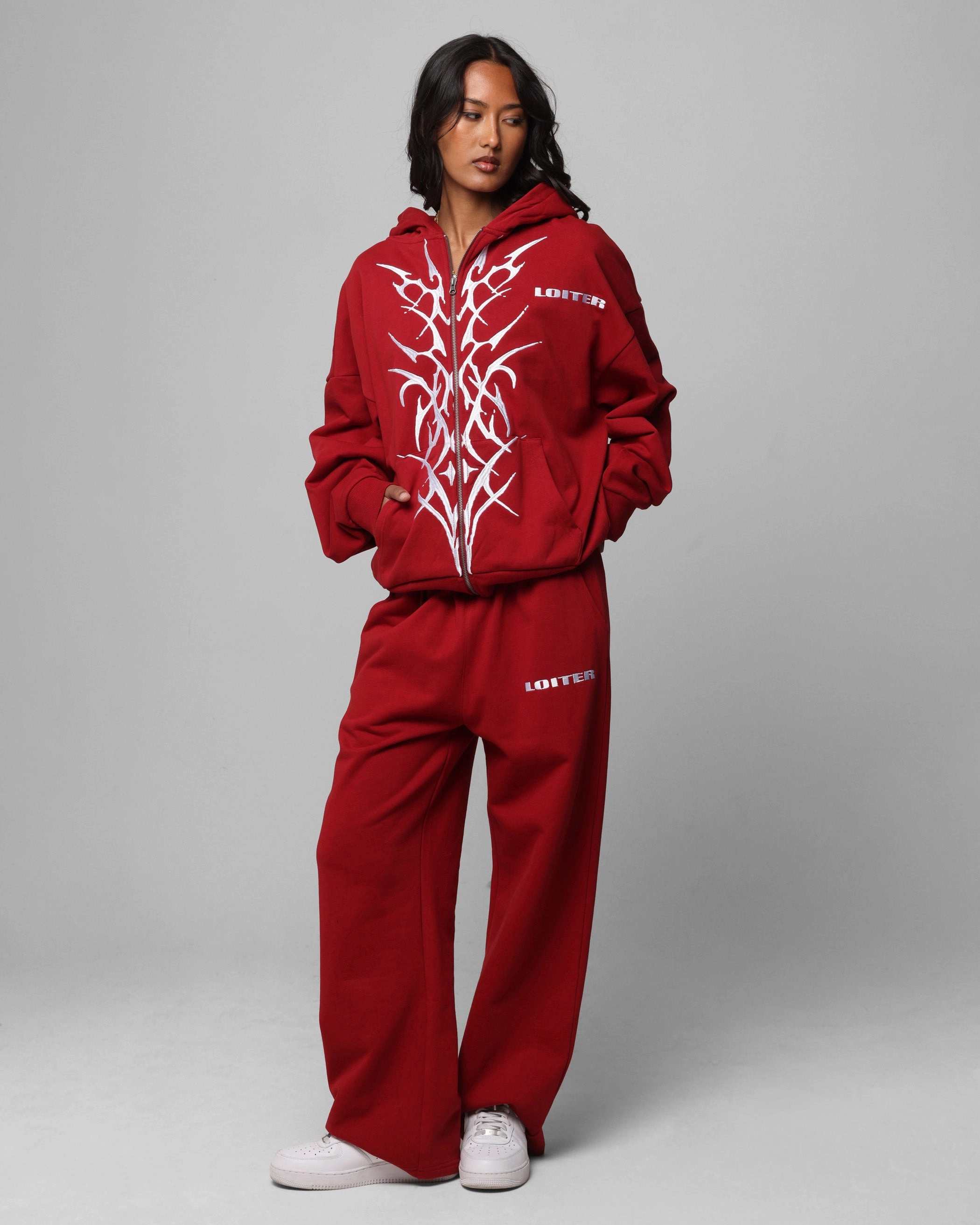 Loiter Blood Born Zip Hoodie Burgandy Hiking Gear