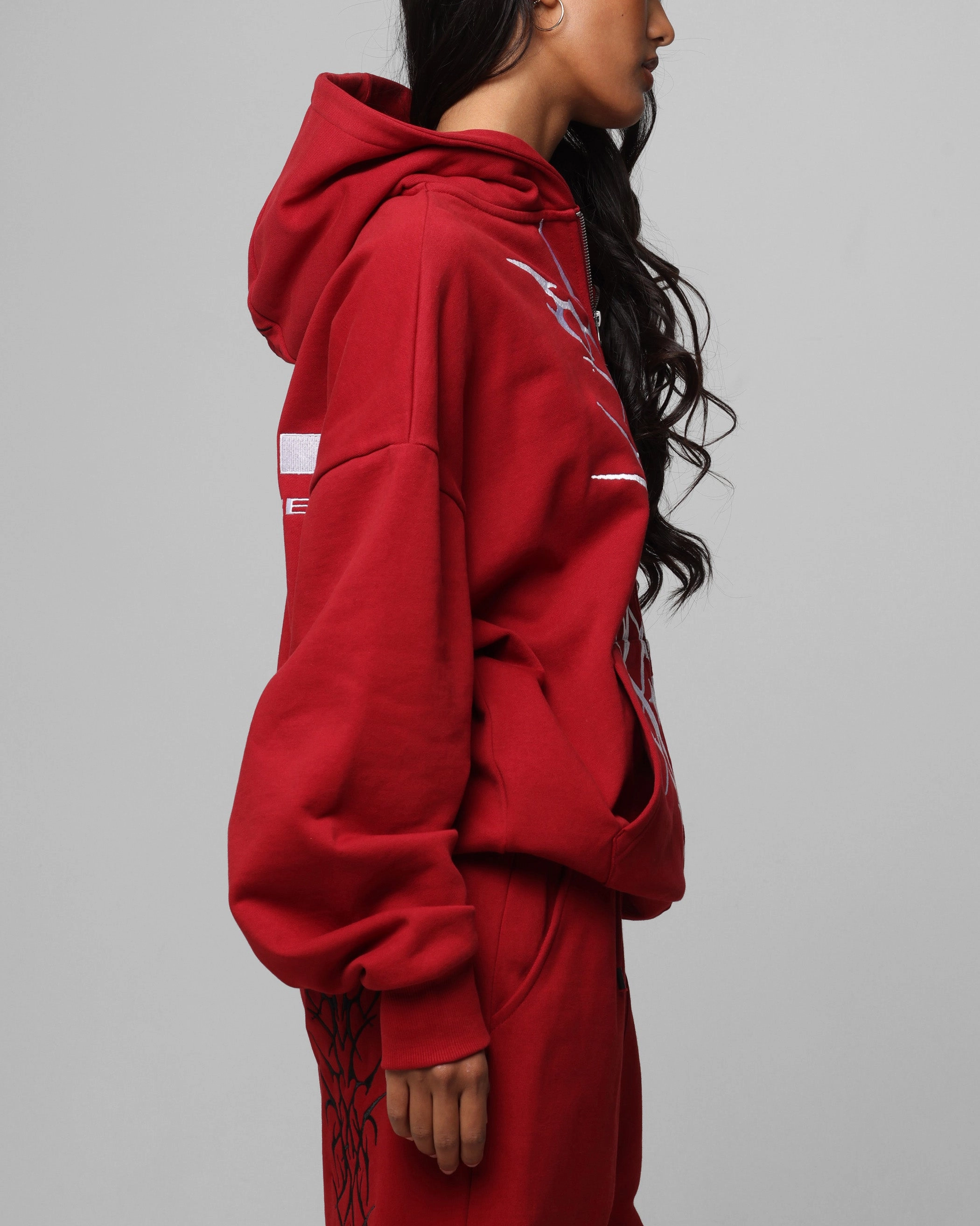 tag Loiter Blood Born Zip Hoodie Burgandy