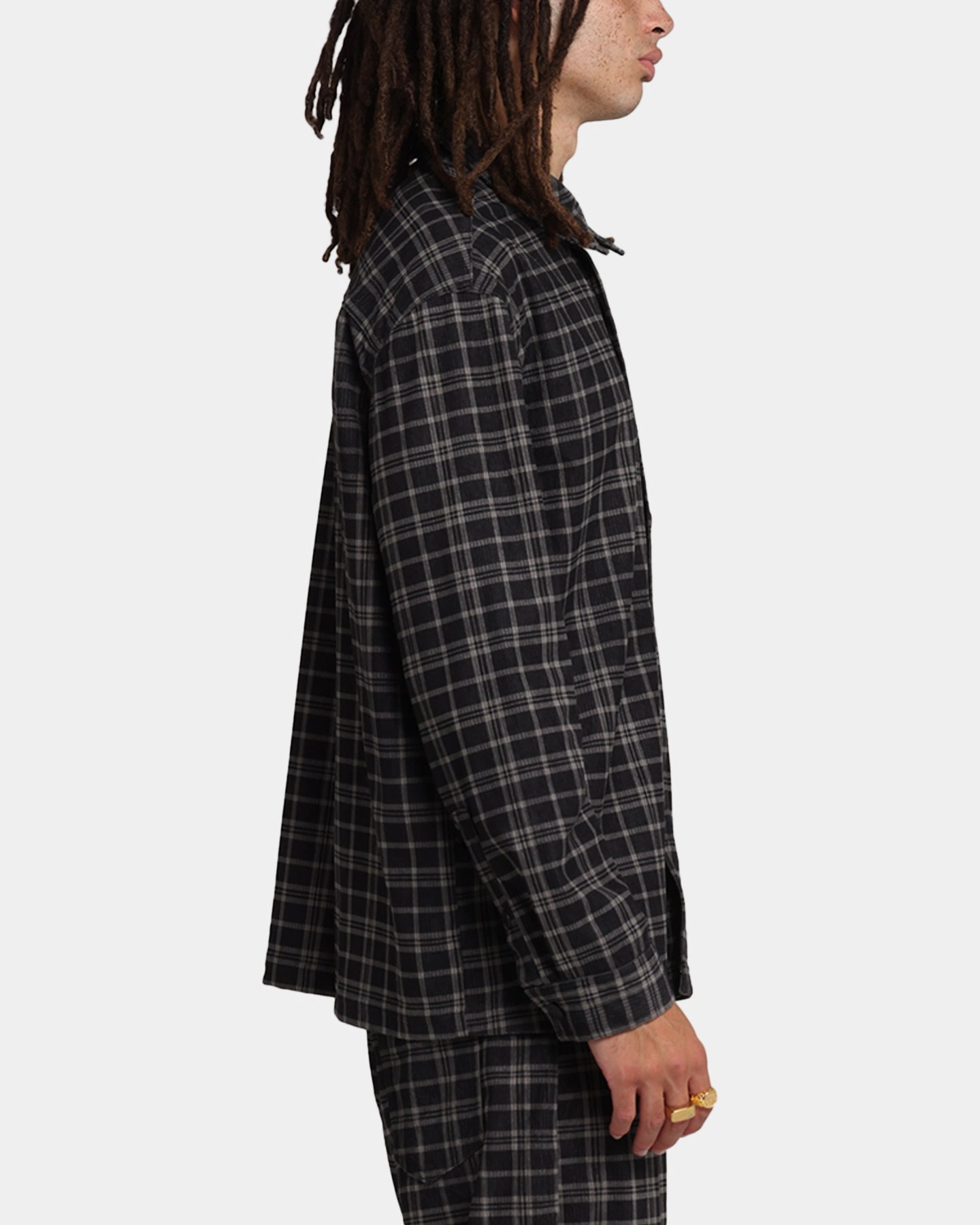 Gradient effect Camouflage Print XXIII Plaid Corduroy Jacket Black/Grey