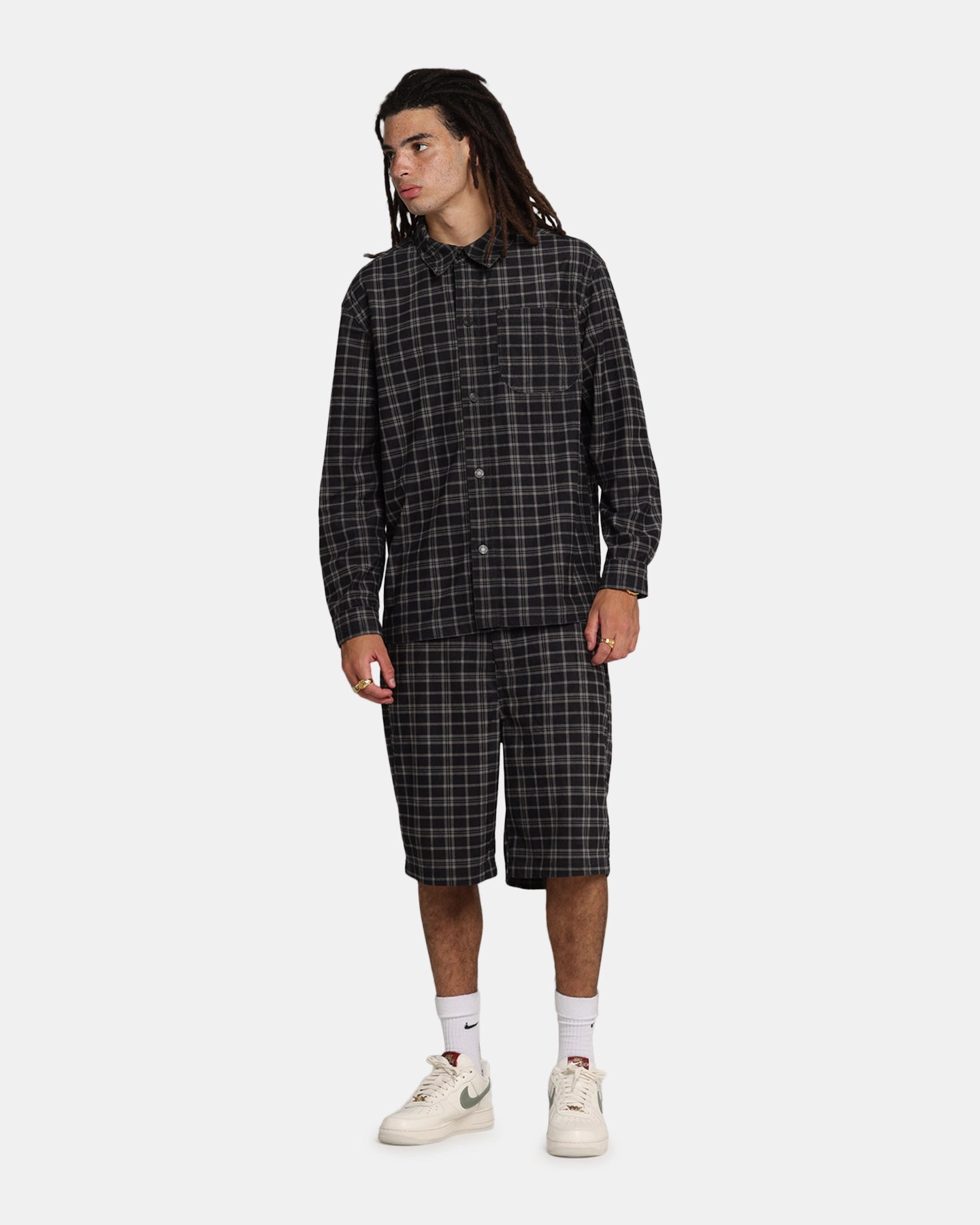 XXIII Plaid Corduroy Jacket Black/Grey Coastal Vibes