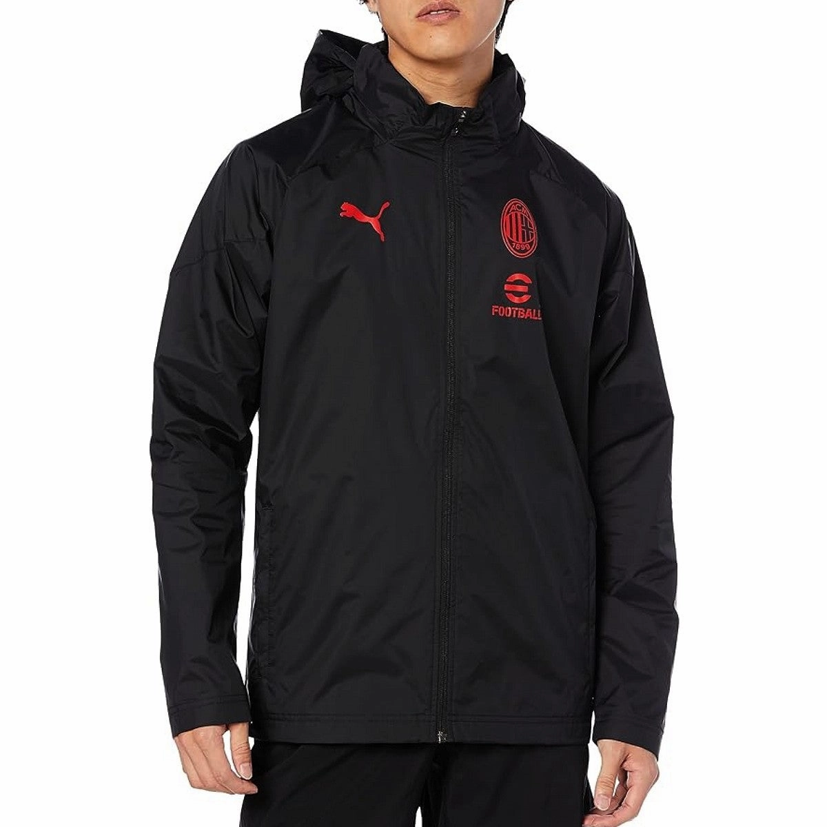 AC Milan black soccer training rain jacket 2023/24 - Puma Durable Weave