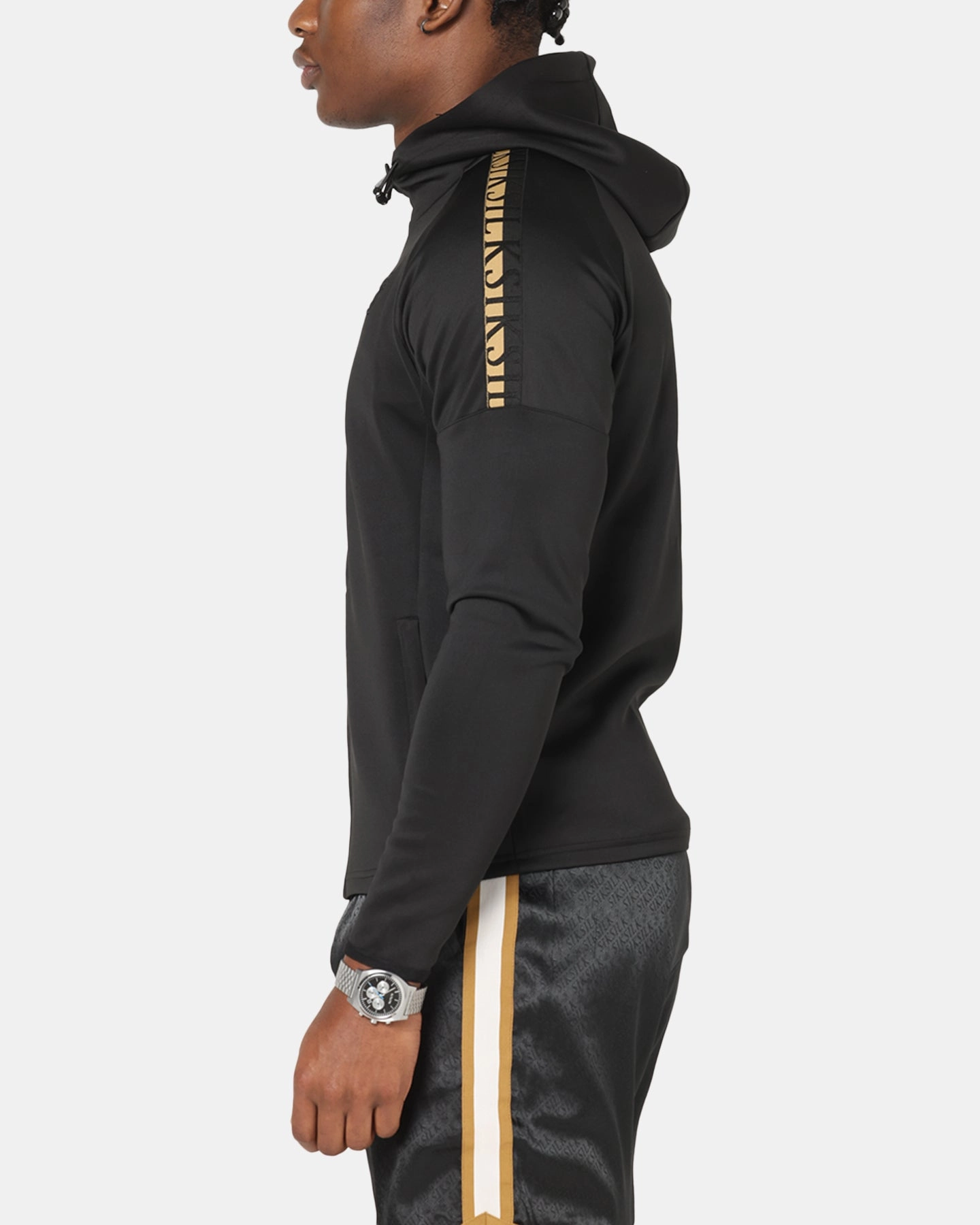 Sik Silk Full Zip Hoodie Black Oversized style