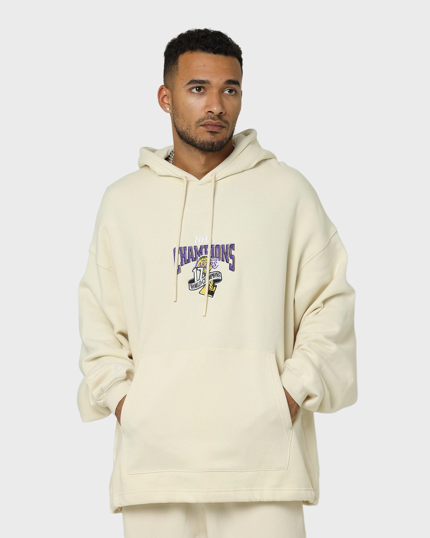 Mitchell & Ness Los Angeles Lakers Anniversary Hoodie Khaki Wrinkle-Resistant shopping spree
