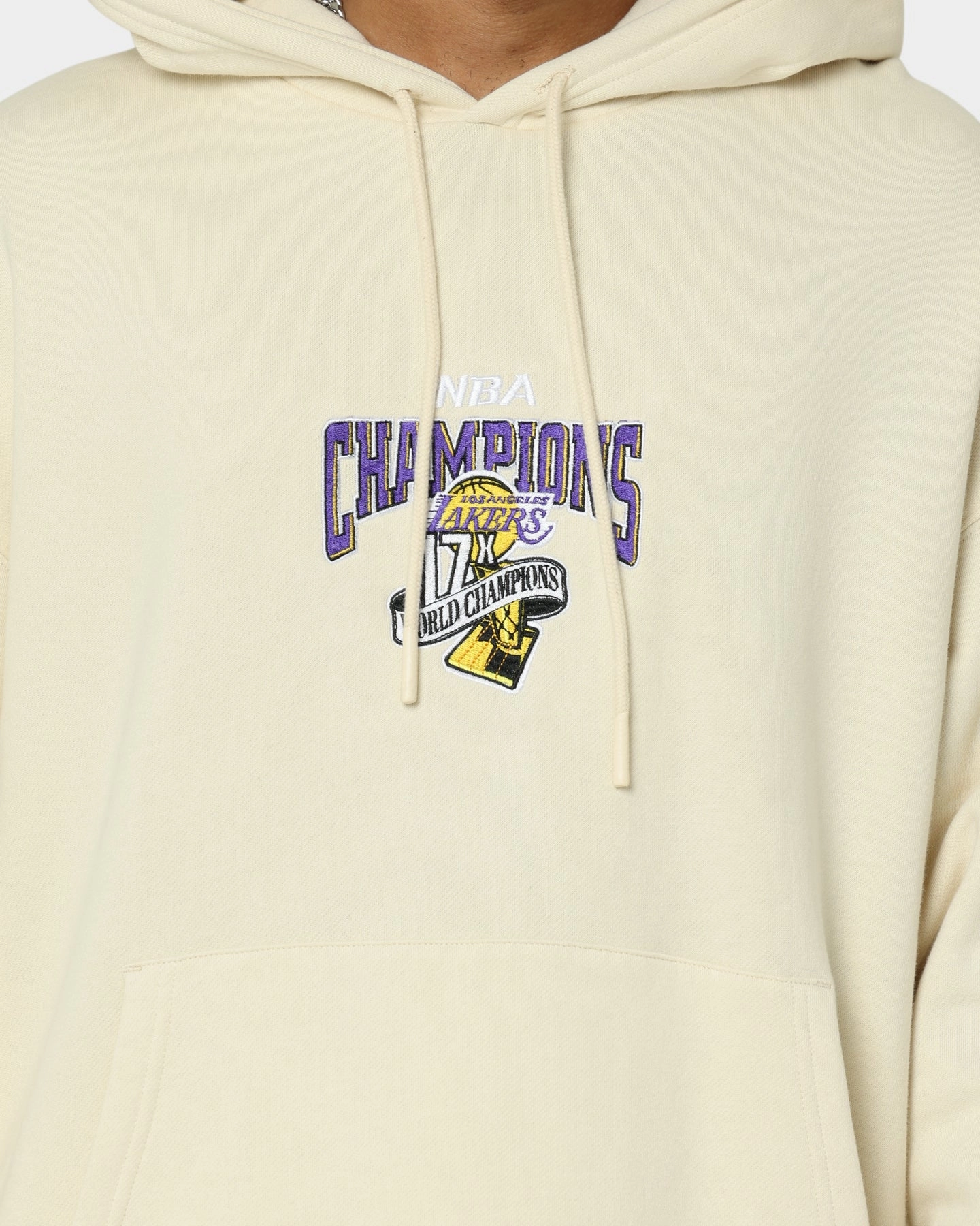 Street Edge Full Length Front Zipper Mitchell & Ness Los Angeles Lakers Anniversary Hoodie Khaki