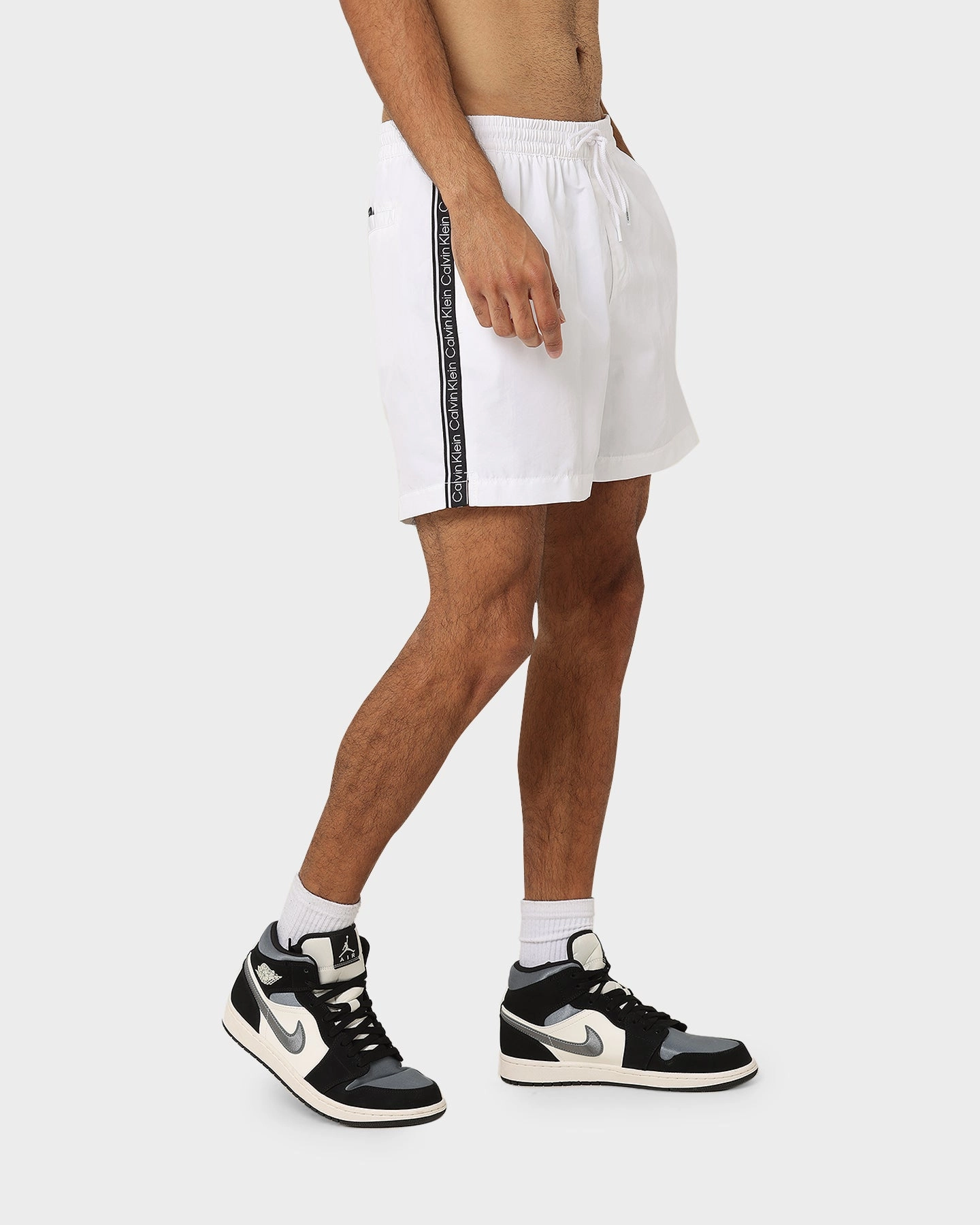 Calvin Klein Medium Drawstring Shorts White Organic Cotton Simple Style