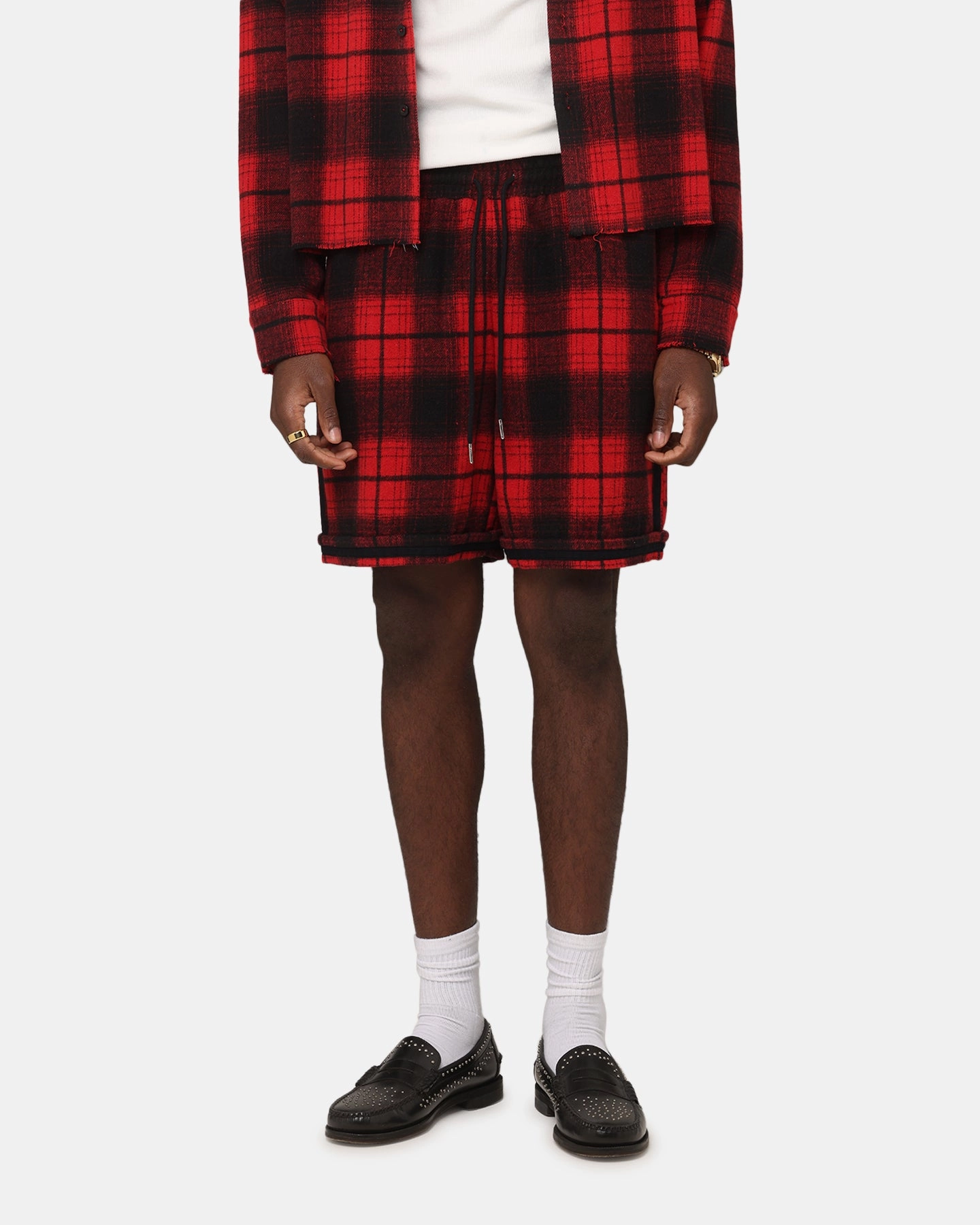 XXIII Plaid Ball Shorts Red Low Maintenance Fabric transportation industry