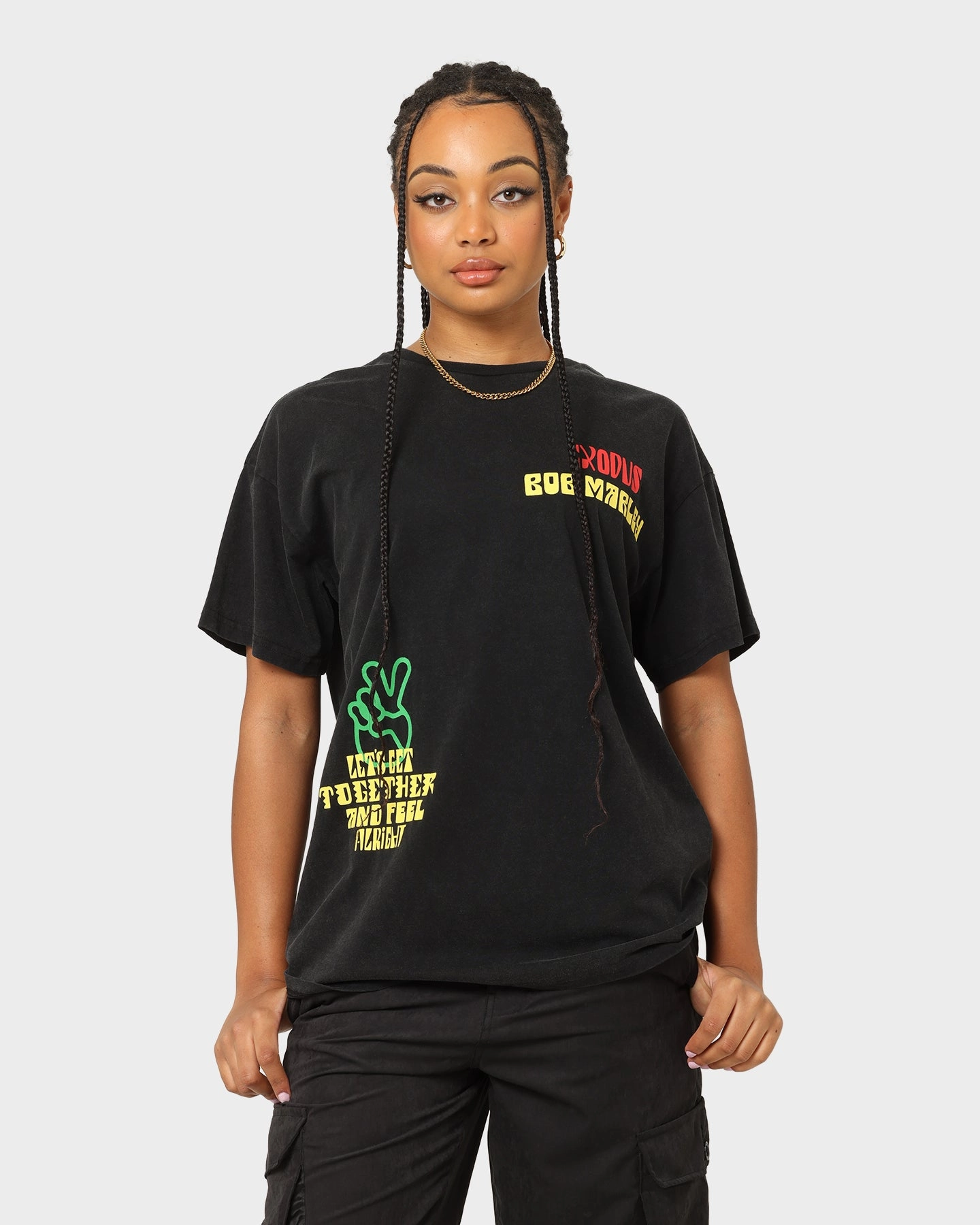 Eco Friendly Dyes spring fashion Bob Marley One Love One Heart Vintage T-Shirt Washed Black