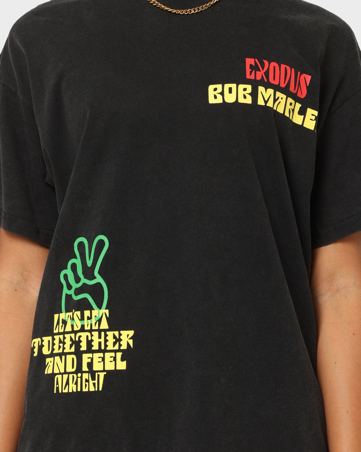 Minimalist Comfort Versatile Comfort Wear Bob Marley One Love One Heart Vintage T-Shirt Washed Black