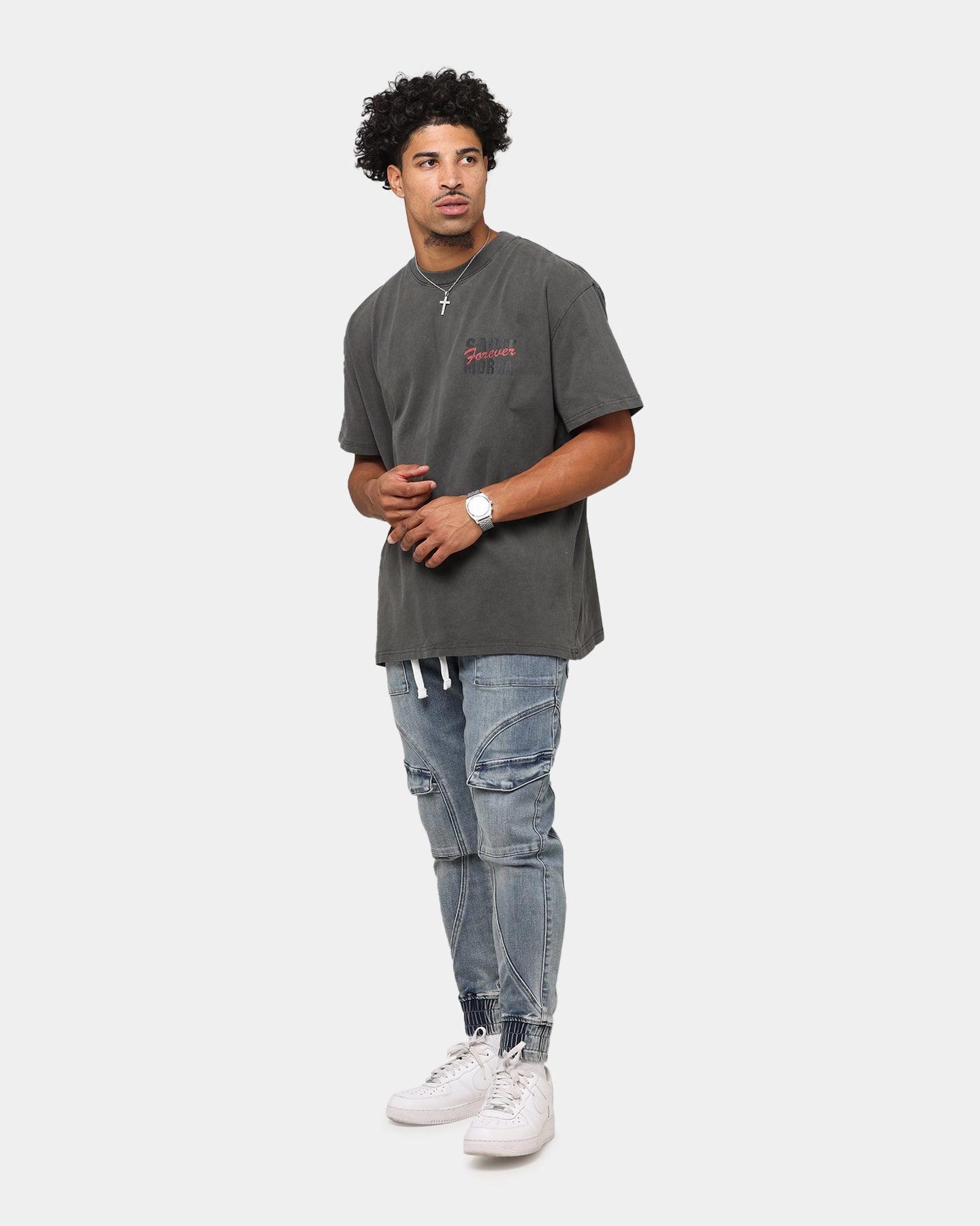 Saint Morta Aera Denim Joggers Dirty Denim Perfect Shape AdjustableTabs