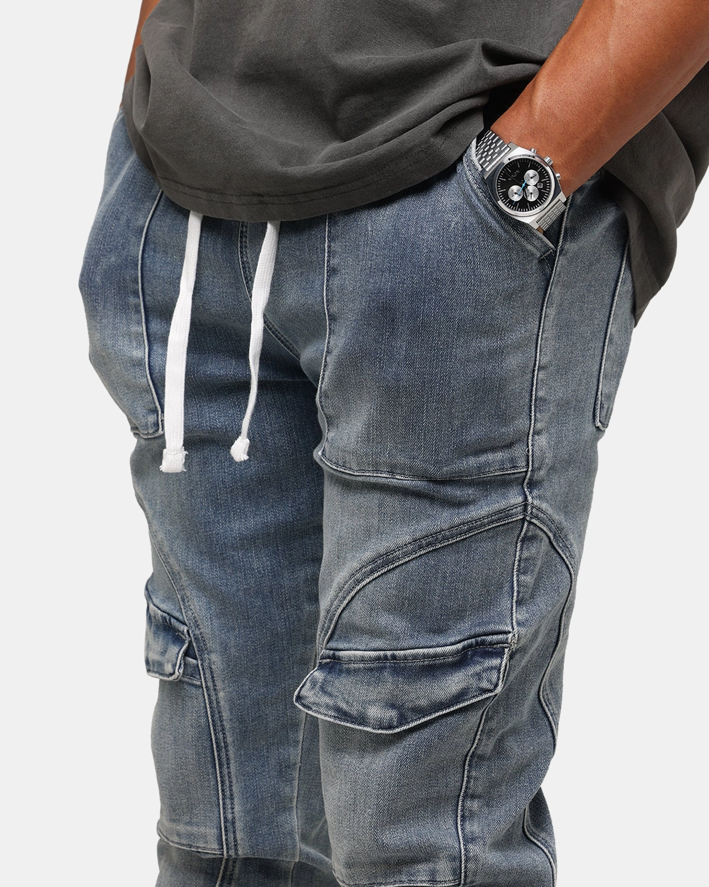 Relaxed Look Anti Pilling Textile Saint Morta Aera Denim Joggers Dirty Denim