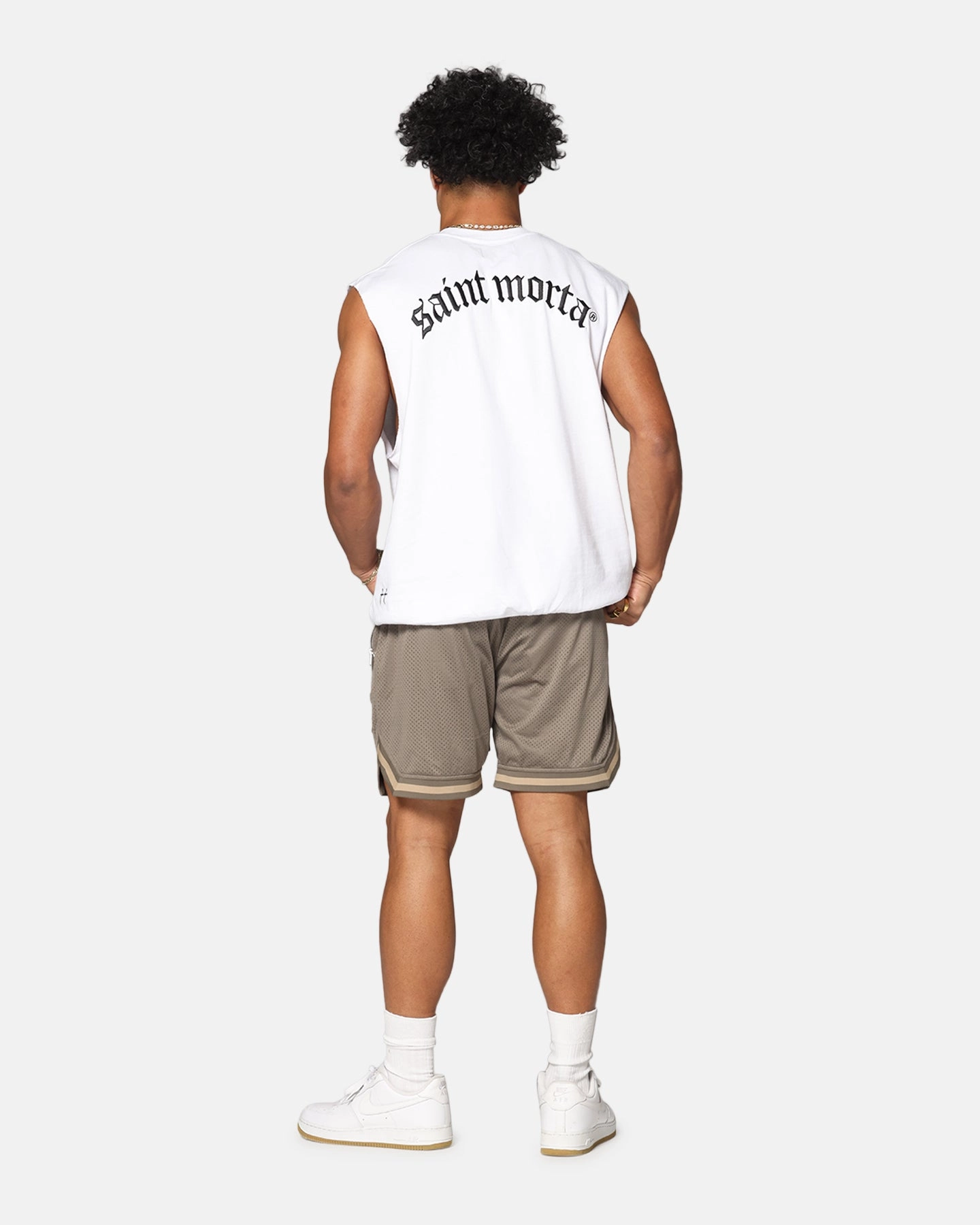 Saint Morta Rev Terry Cut Off Tank White Lightweight Comfort Temperature Regulating