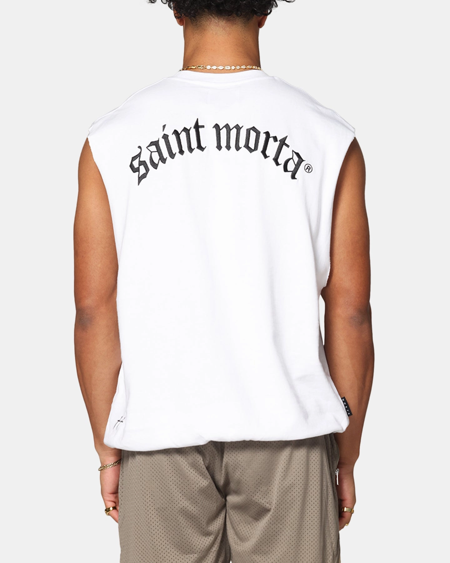 Saint Morta Rev Terry Cut Off Tank White Tagless Design