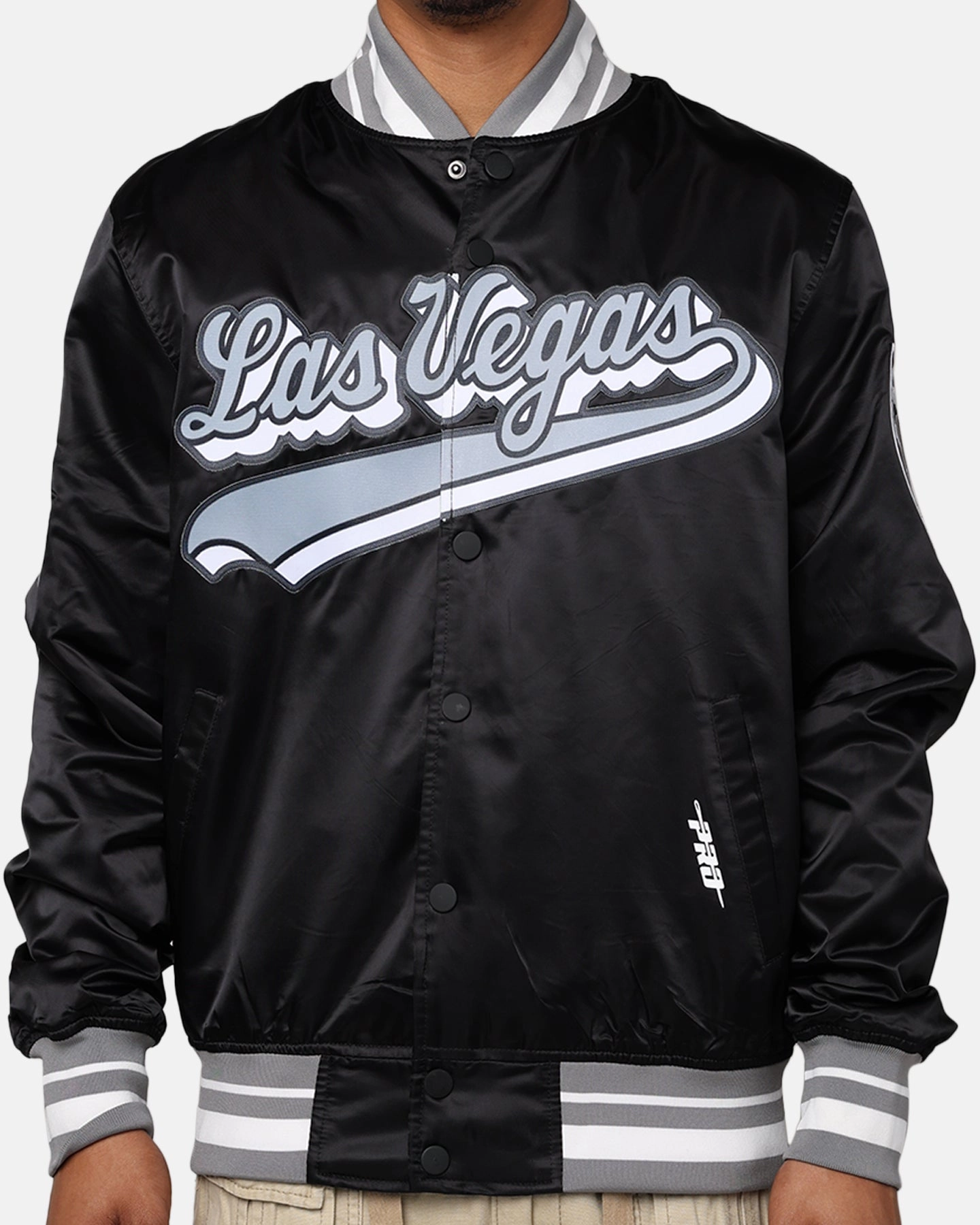 Pro Standard Las Vegas Raiders Rib Satin Jacket Black/Grey motorcycle Fashionable Outerwear