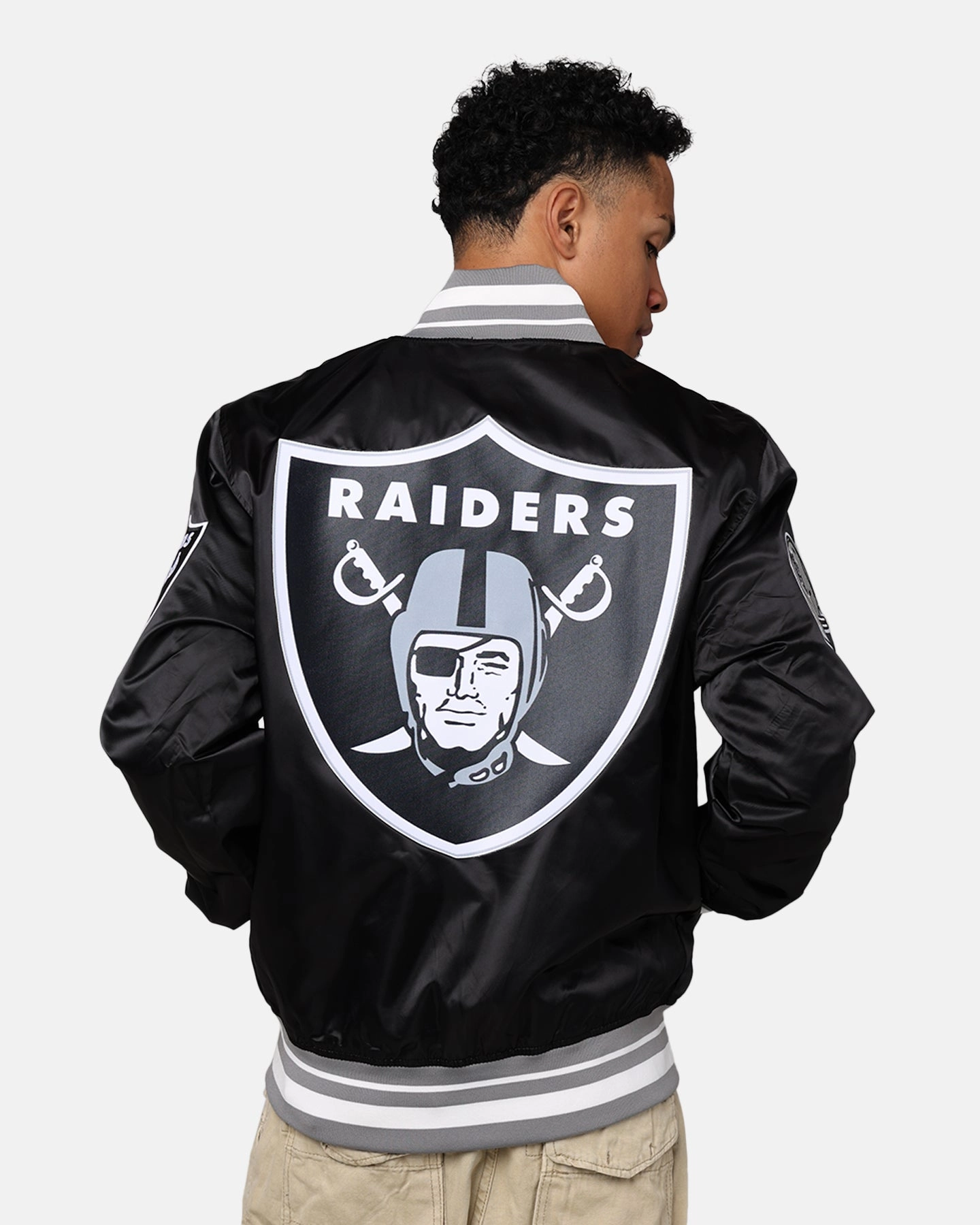 suitable for dance parties Pro Standard Las Vegas Raiders Rib Satin Jacket Black/Grey