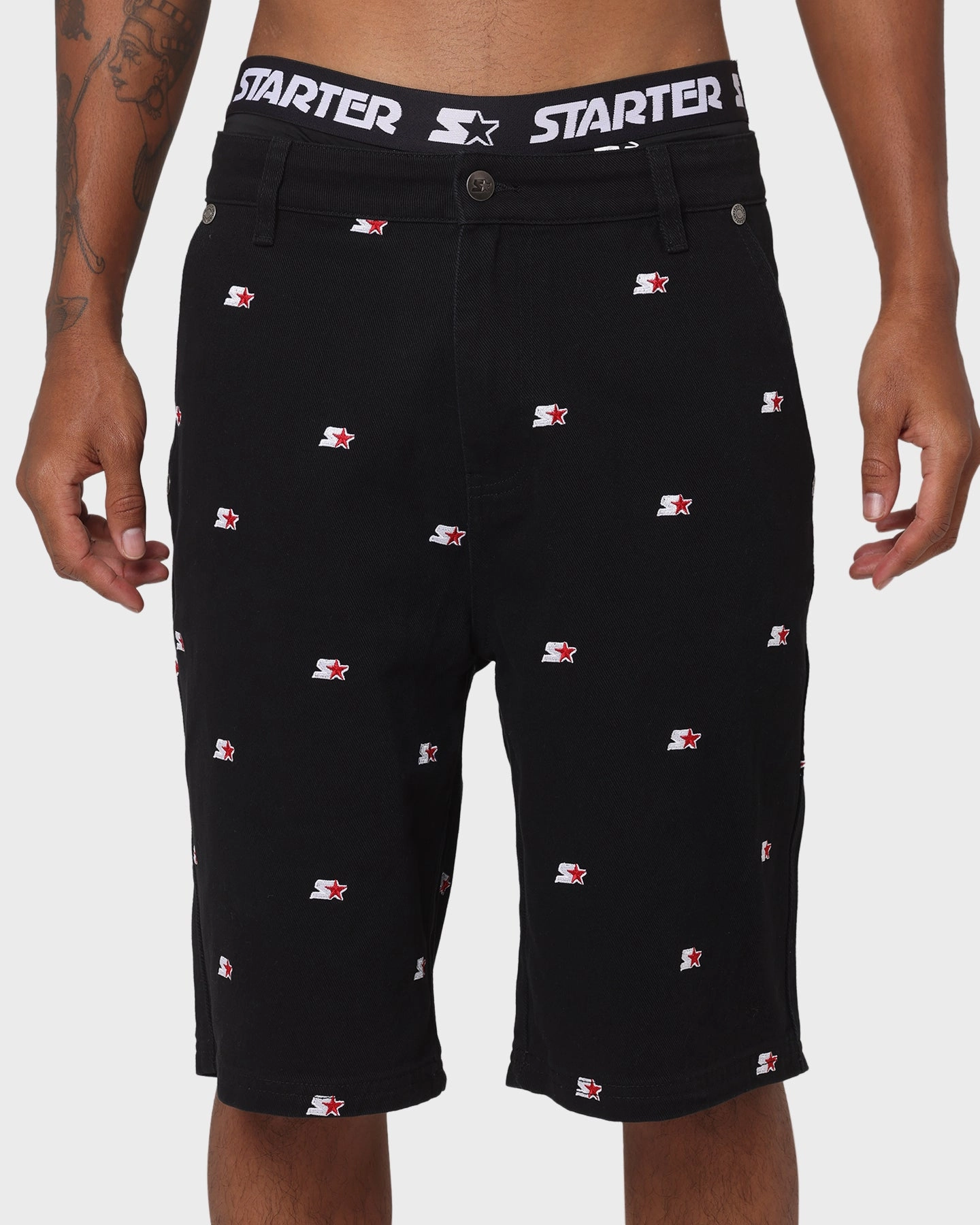 Starter Star Gazer Relaxed Chino Shorts Black Colorfast Treatment