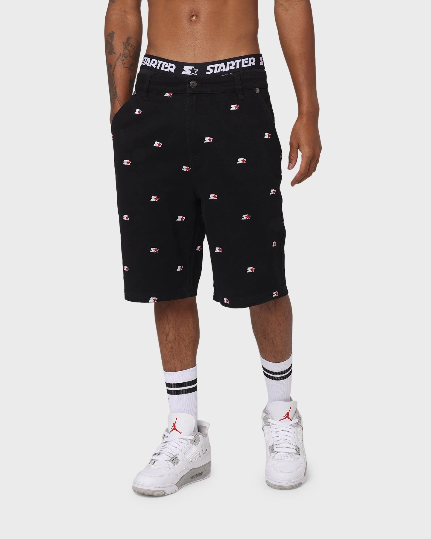 stain resistant coating Starter Star Gazer Relaxed Chino Shorts Black
