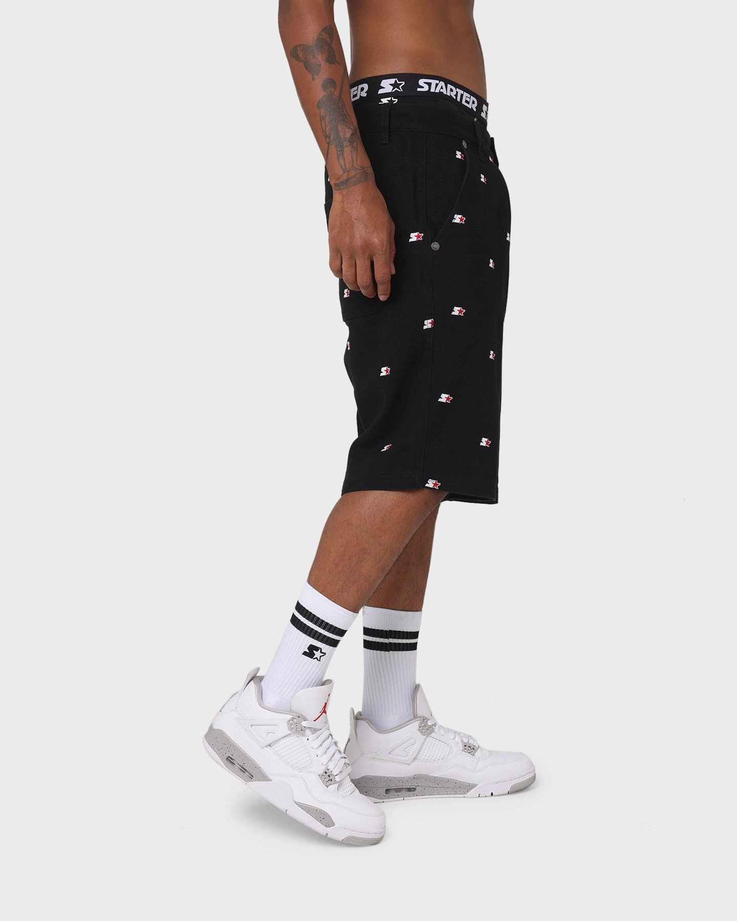 Starter Star Gazer Relaxed Chino Shorts Black Multi Pocket Design Hidden Storage Compartment