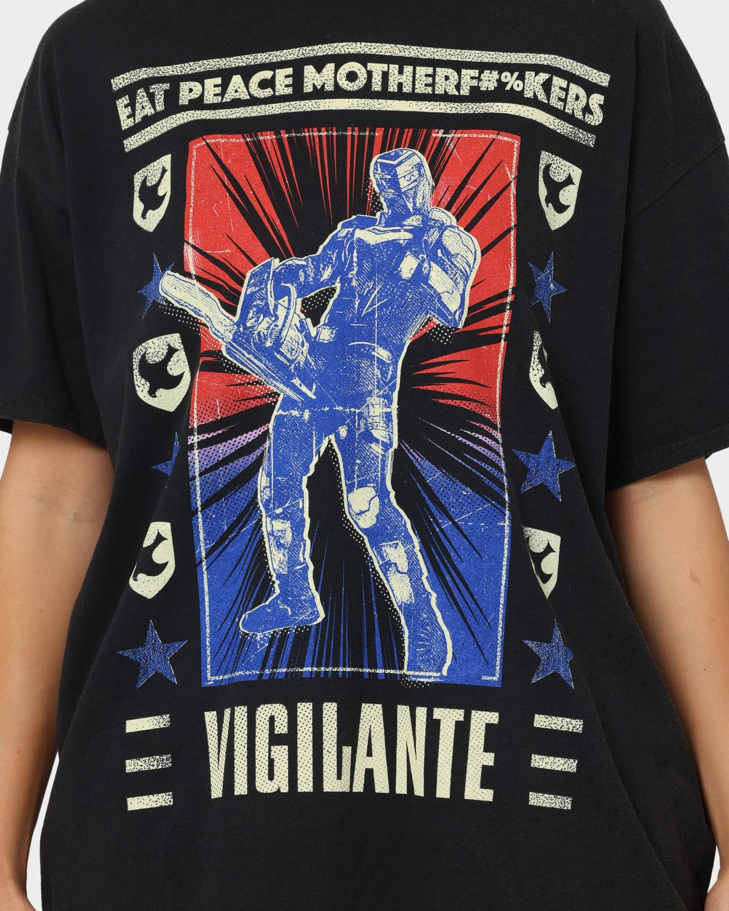 crew neck Loose fitting comfort Goat Crew X Peacemaker Vigilante Vintage T-Shirt Washed Black