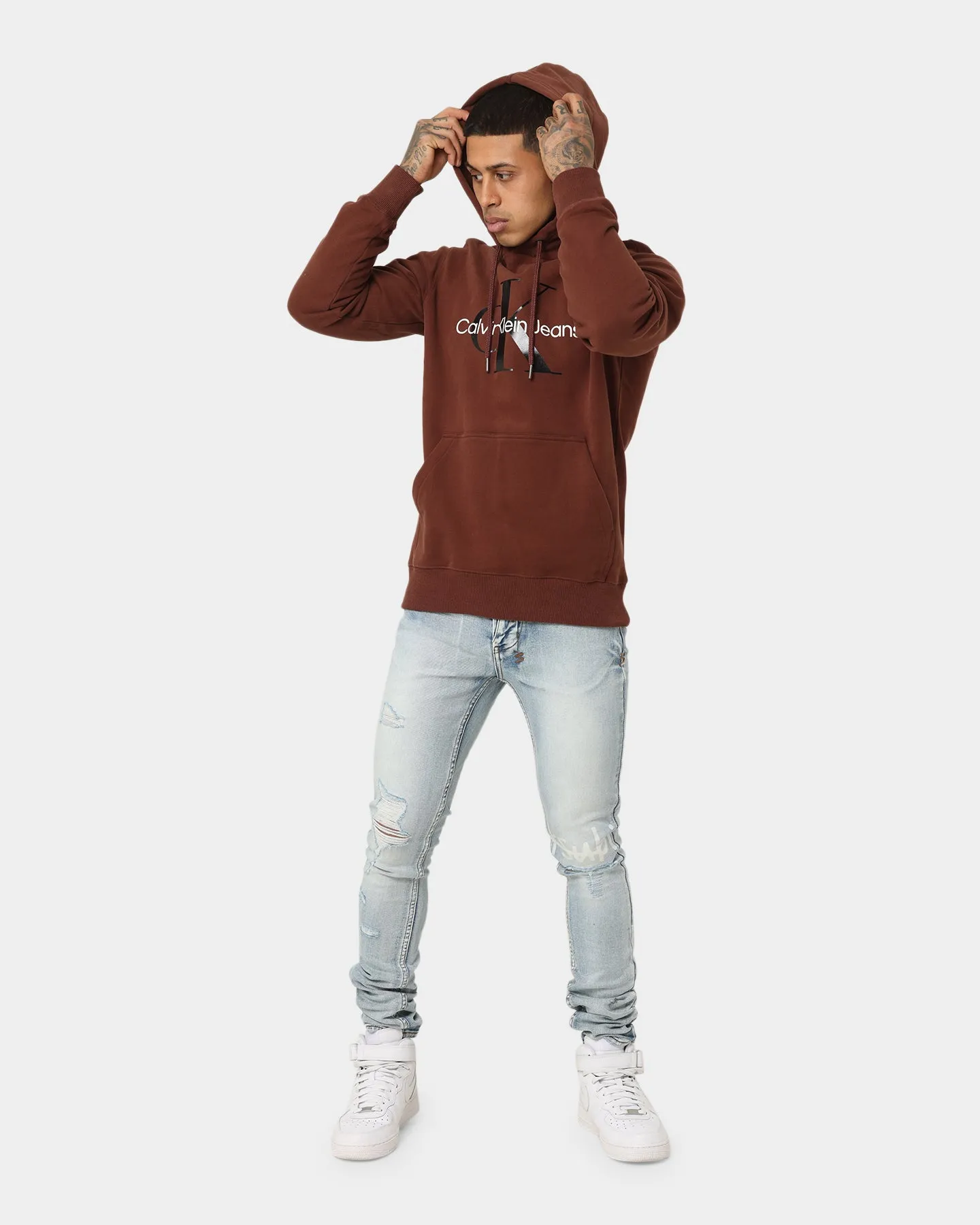 Calvin Klein Monogram Hoodie Dark Brown/Black kids' suitable for casual gatherings