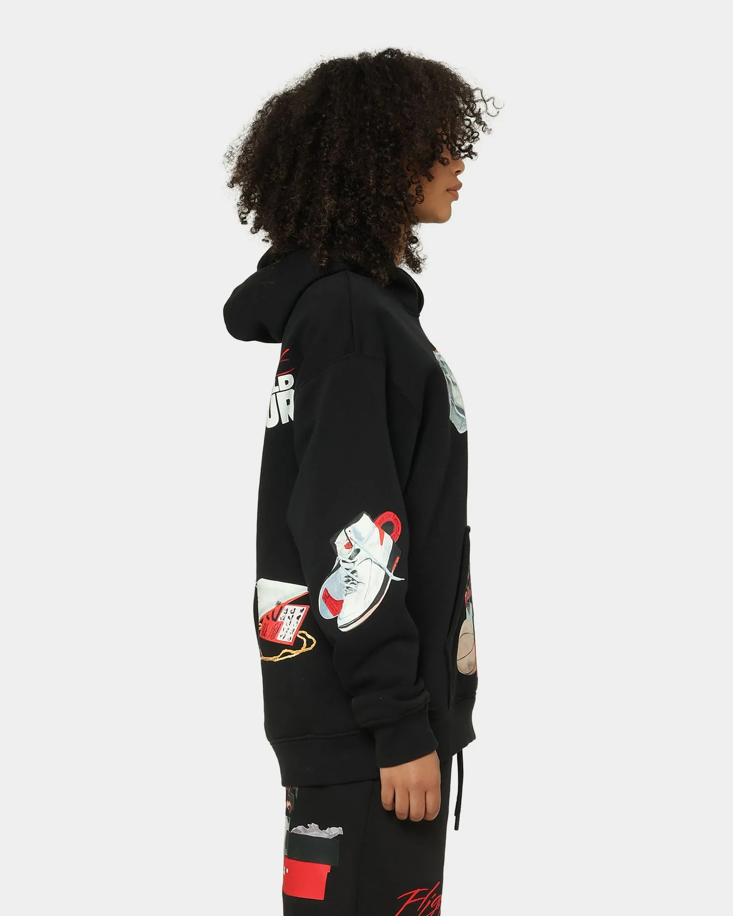 Friendship Elastic Cuff Mechanism Jordan Flight Artist Series Fleece Pullover Jacket Black/Sail