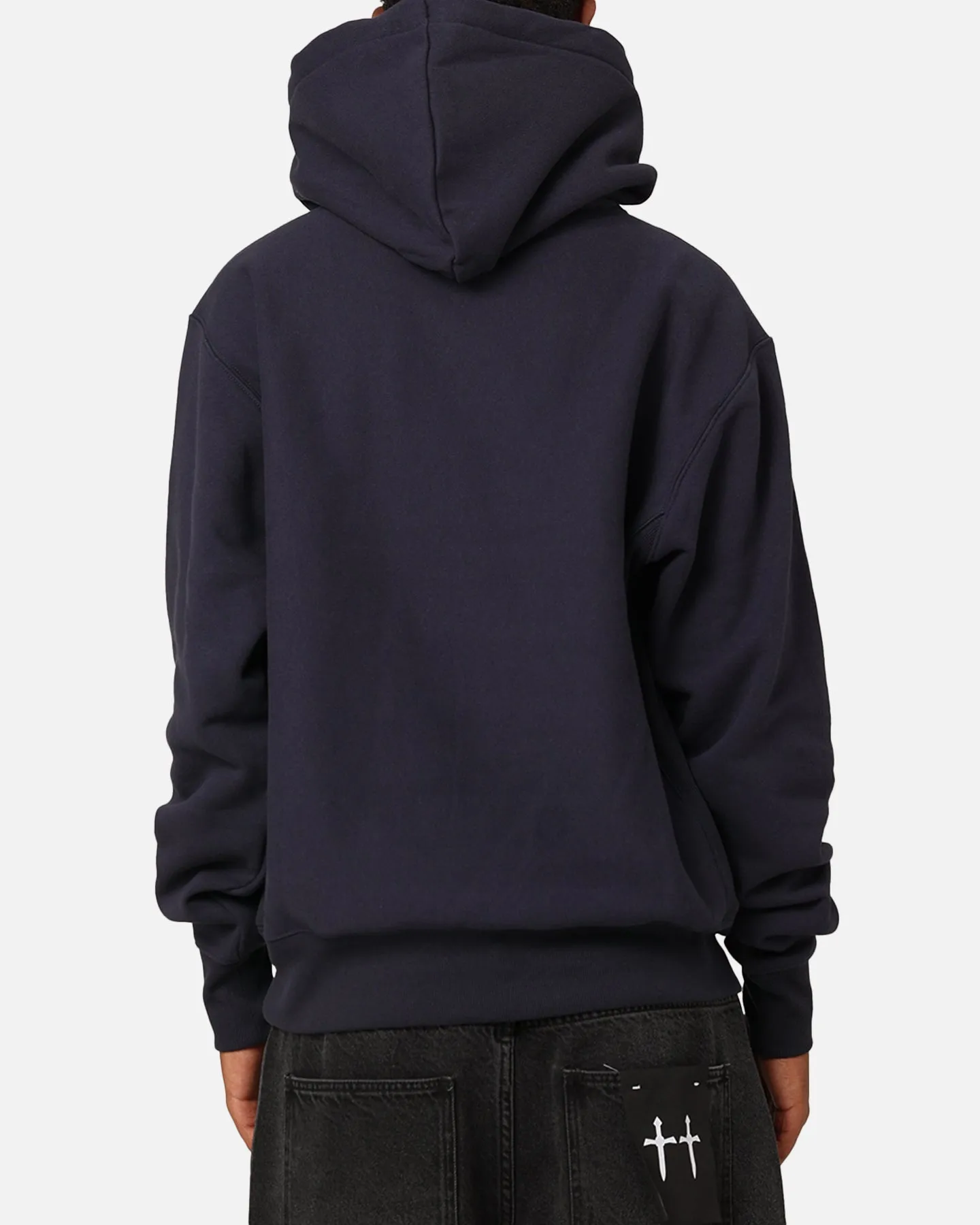 Comfortable Shield Wax Champion Reverse Weave Small C Hoodie Navy