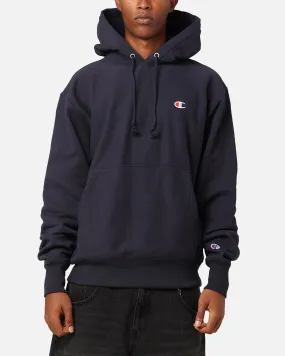 Champion Reverse Weave Small C Hoodie Navy SeamSealed Construction Soft Touch Interior