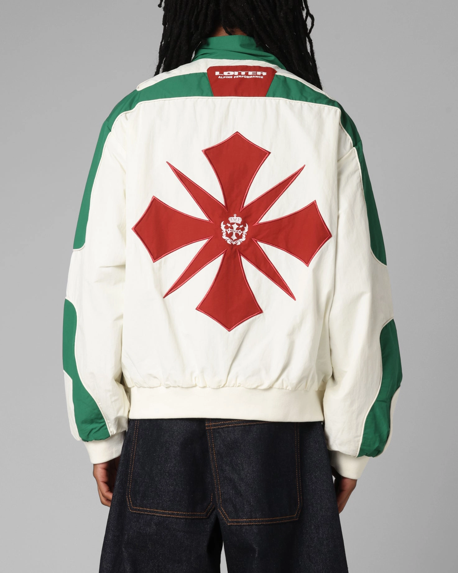 Office Look Waterproof Material Loiter Club Classic Track Jacket White/Green