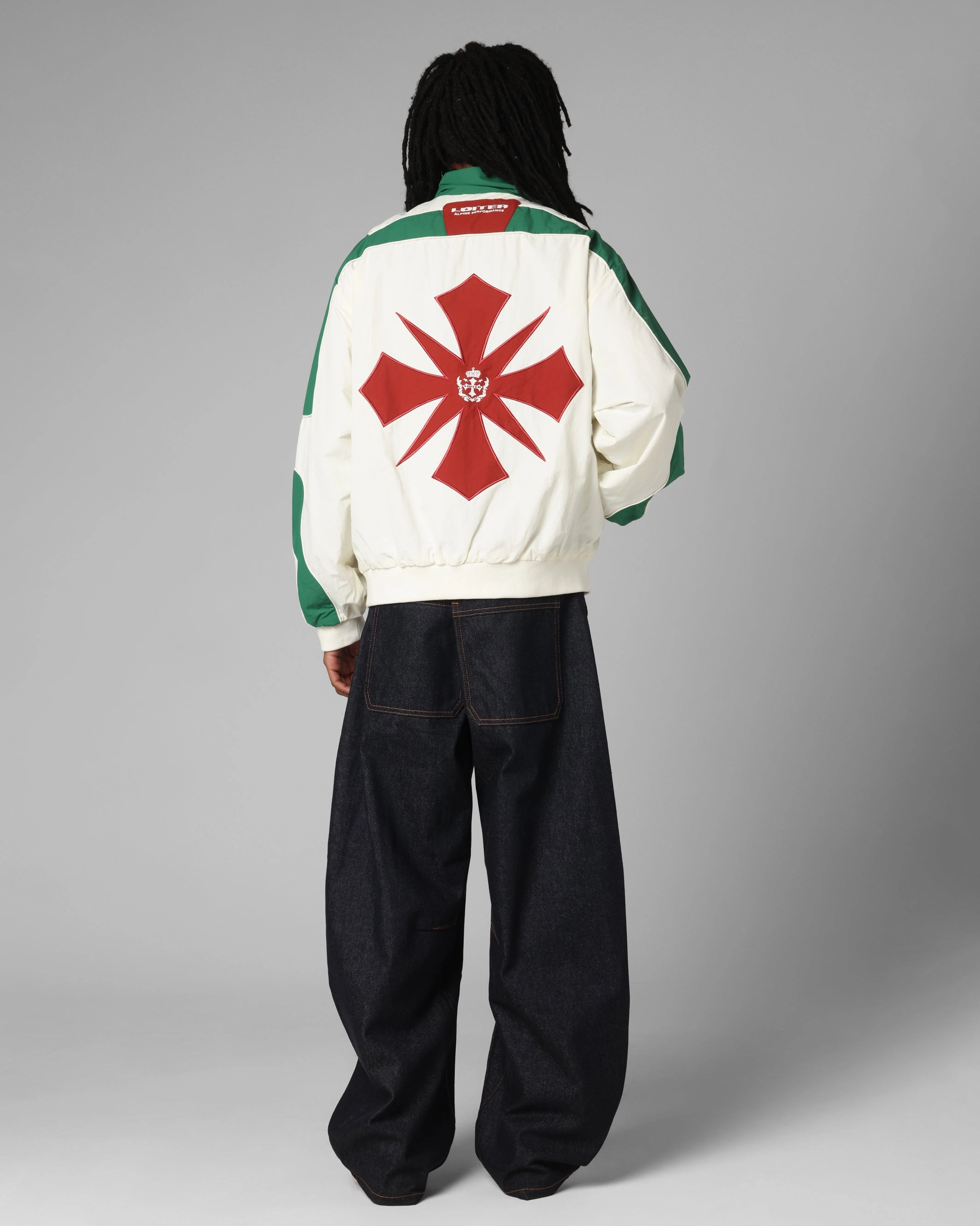 Windproof Jacket Neutral Style Loiter Club Classic Track Jacket White/Green