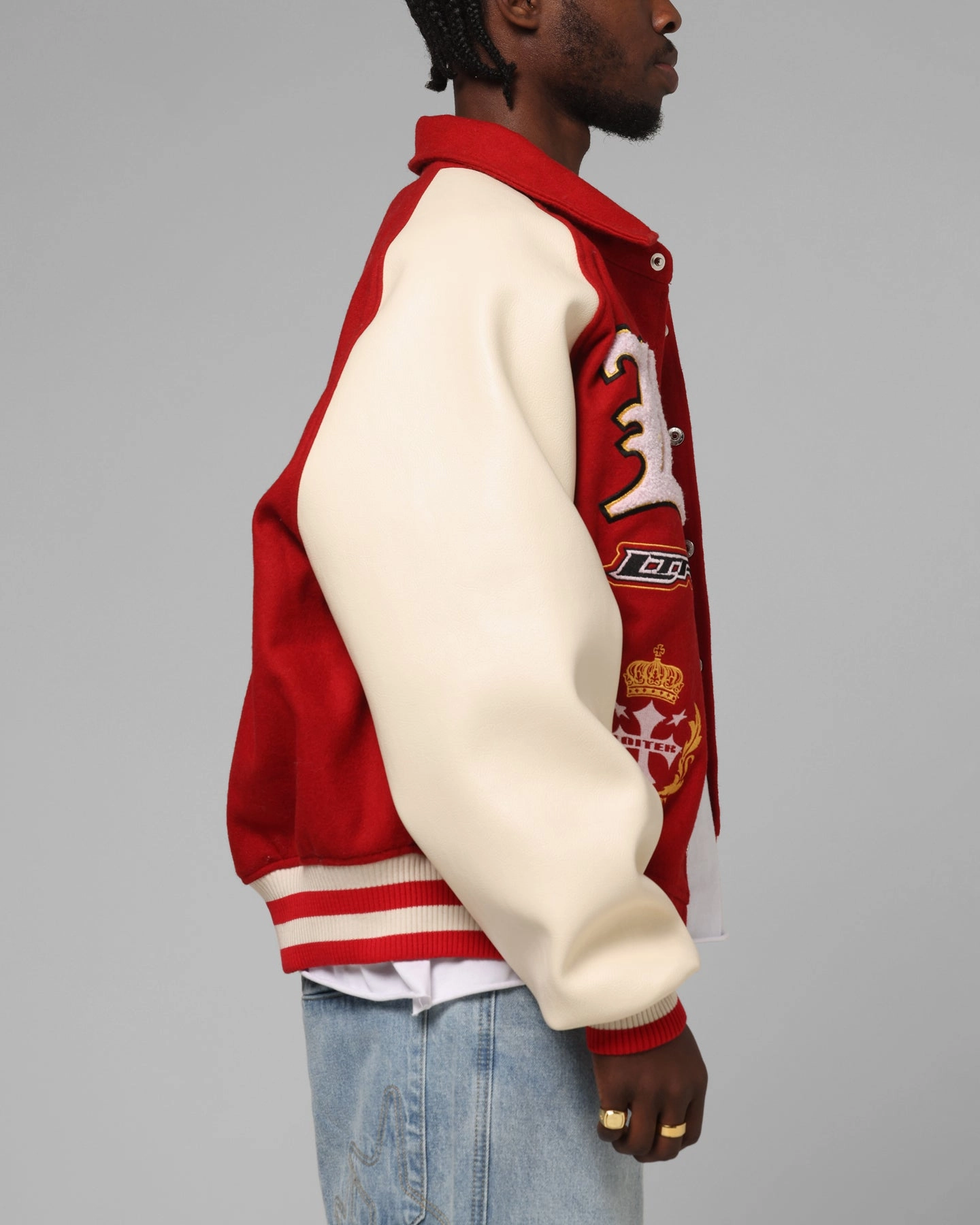 Loiter Heaven Varsity Jacket Red/Off White variety