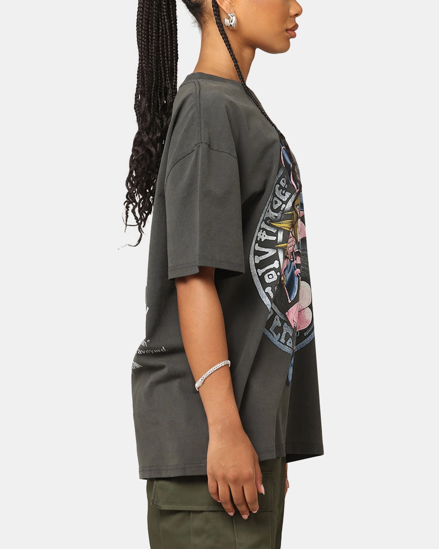 Goat Crew X Yu-Gi-Oh! Dark Magician Girl Card Heavyweight T-Shirt Black Wash Layered Neckline