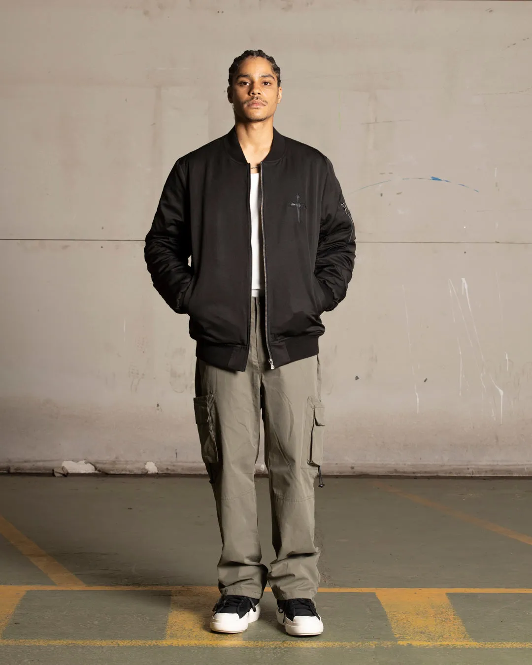 Saint Morta Flight Jacket Black Dual Zipper System