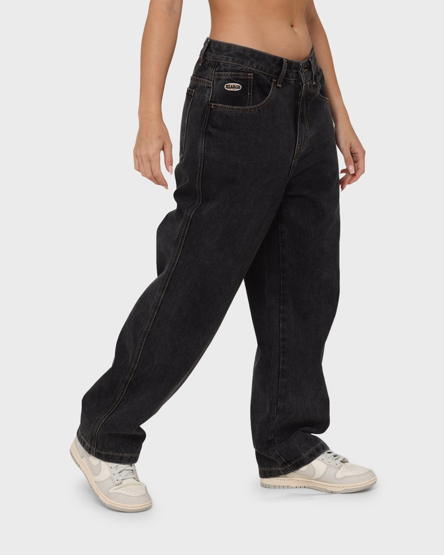 Loose Modern Minimalist X-Large Bull Denim 91 Pants Washed Black