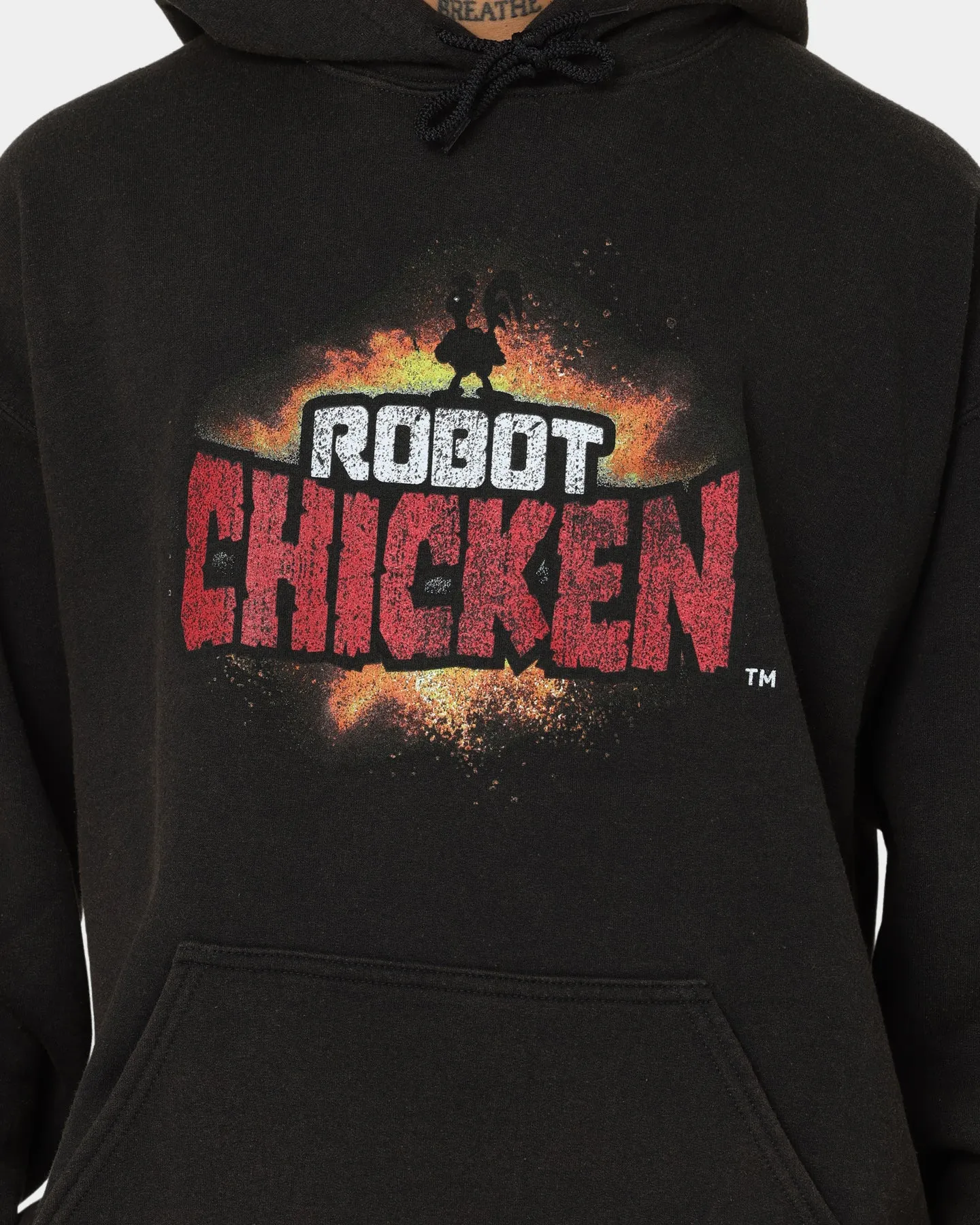 Oversized American Thrift Chicken Boom Vintage Hoodie Black Wash