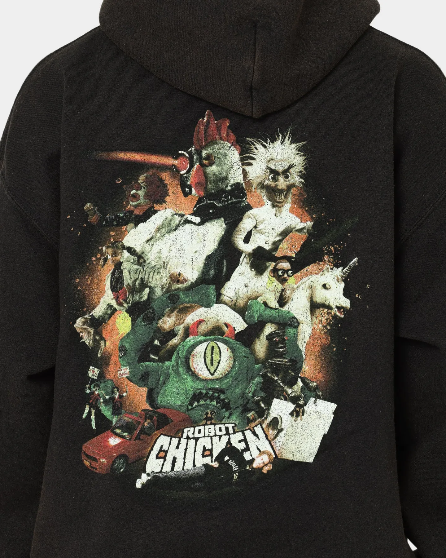 American Thrift Chicken Boom Vintage Hoodie Black Wash Universal Size Adaptation