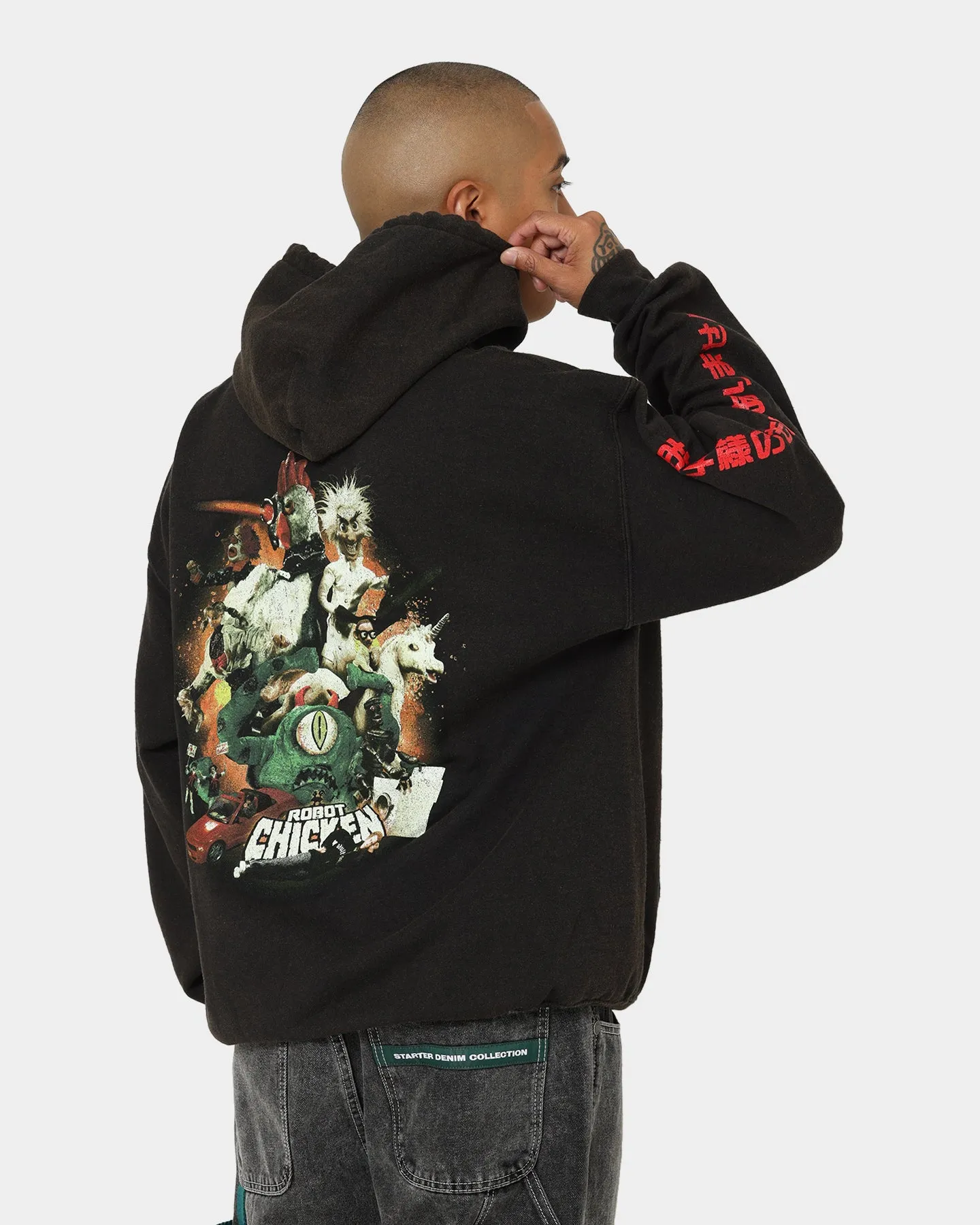 See American Thrift Chicken Boom Vintage Hoodie Black Wash