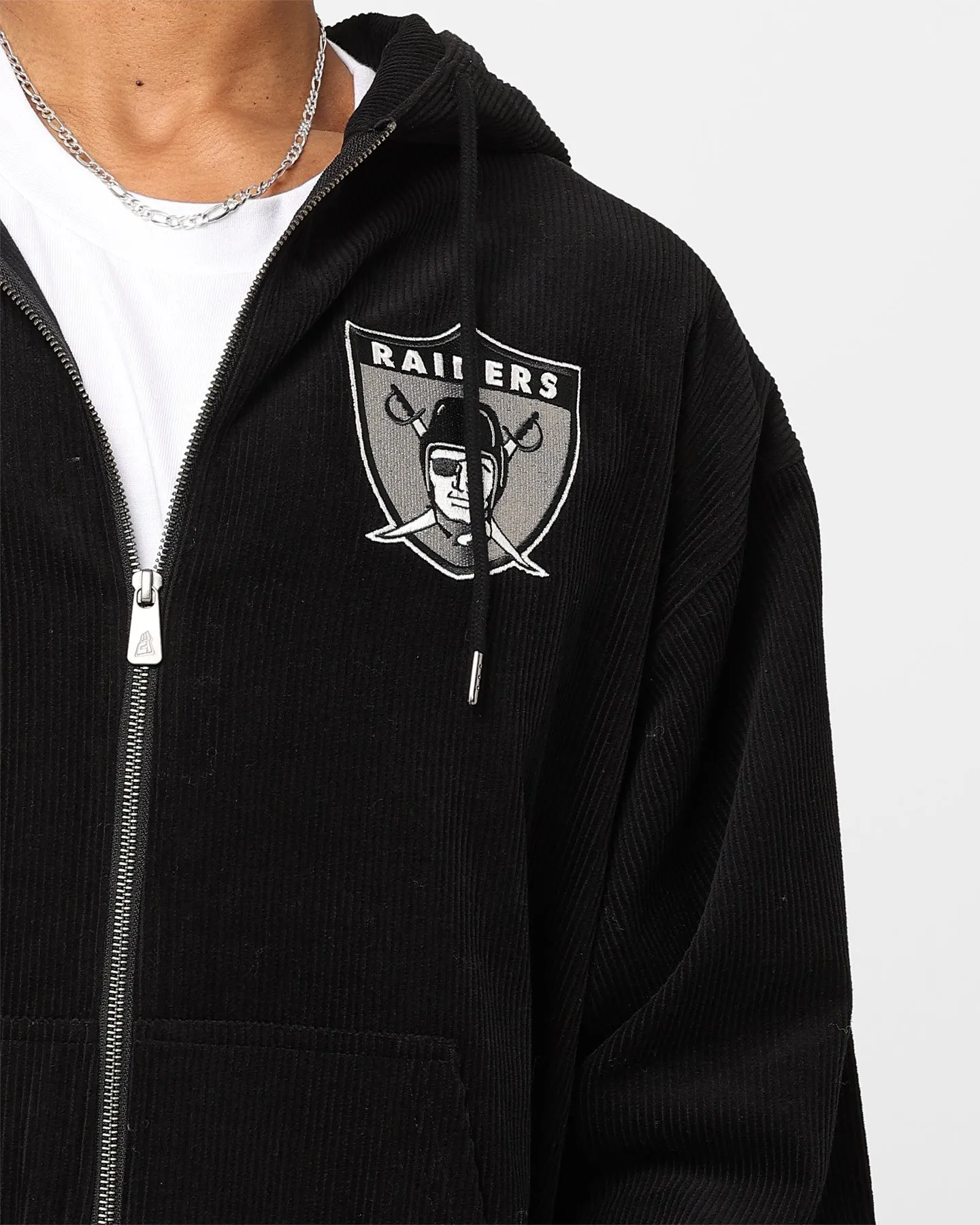 label New Era Oakland Raiders Oversized Zip Hoodie Black